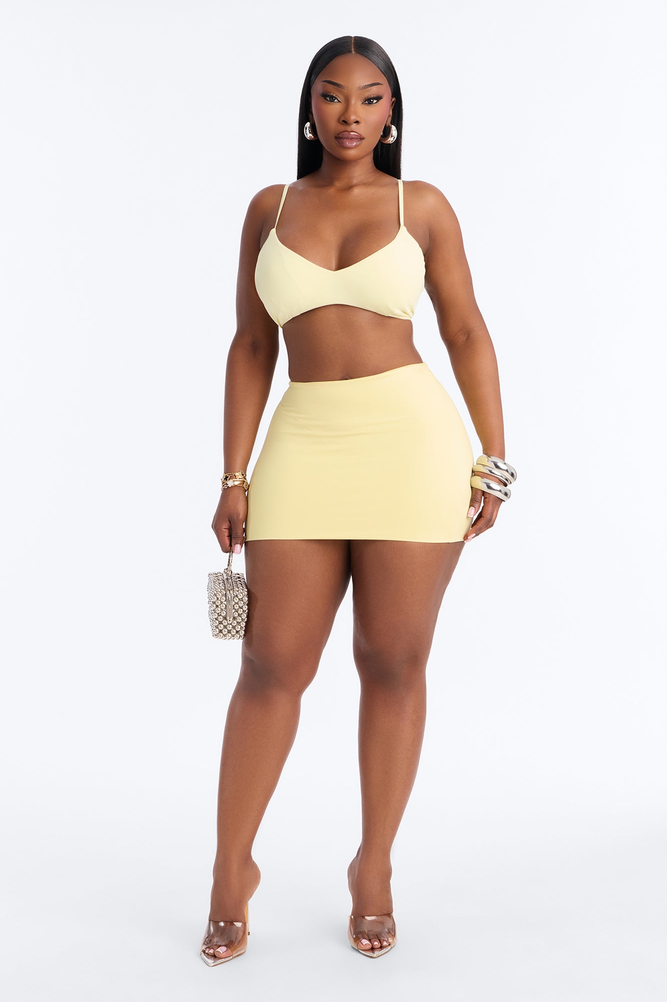 Second Skin Scoop Neck Spaghetti Strap Bra Top - Yellow image 6