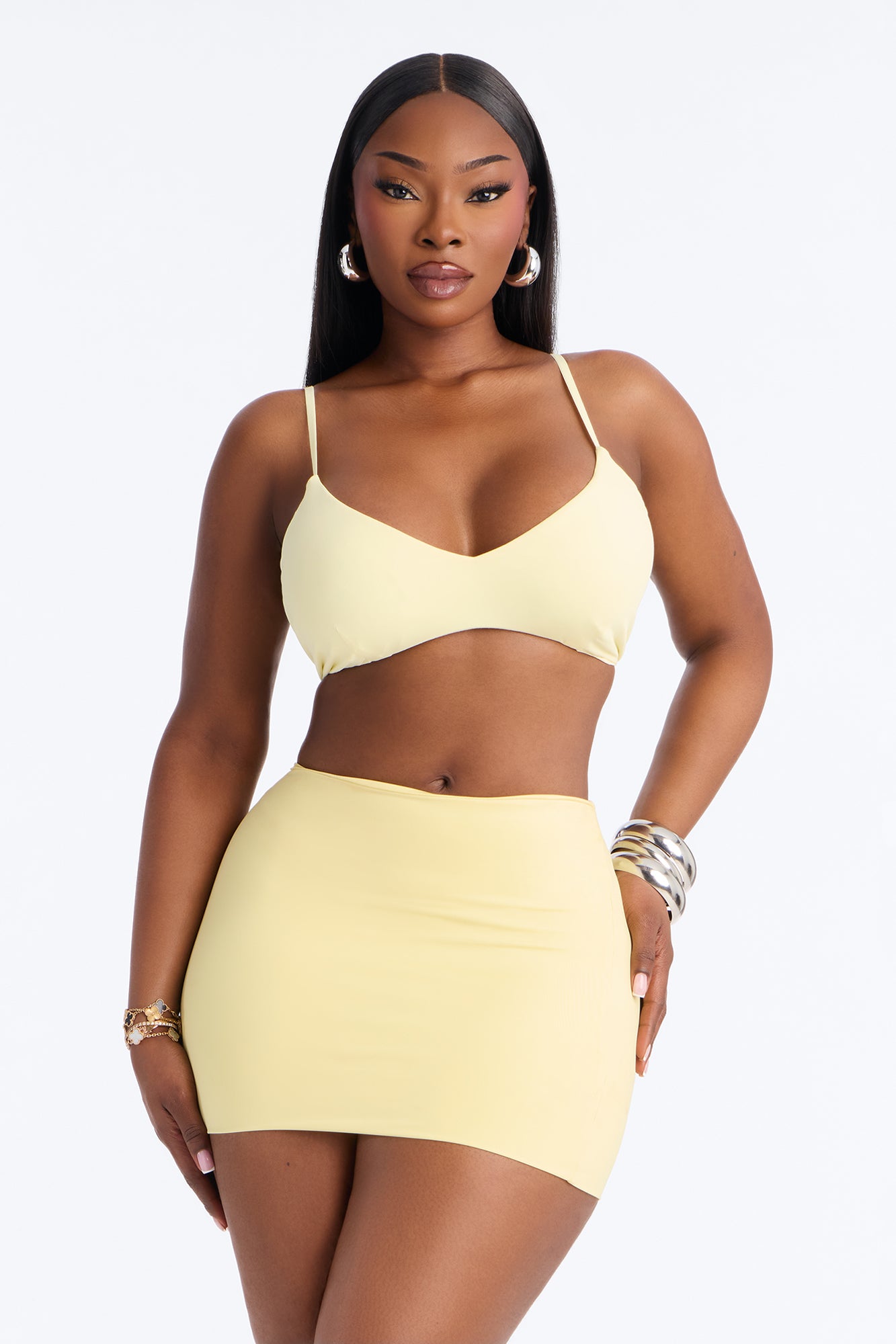 Second Skin Scoop Neck Spaghetti Strap Bra Top - Yellow image 5