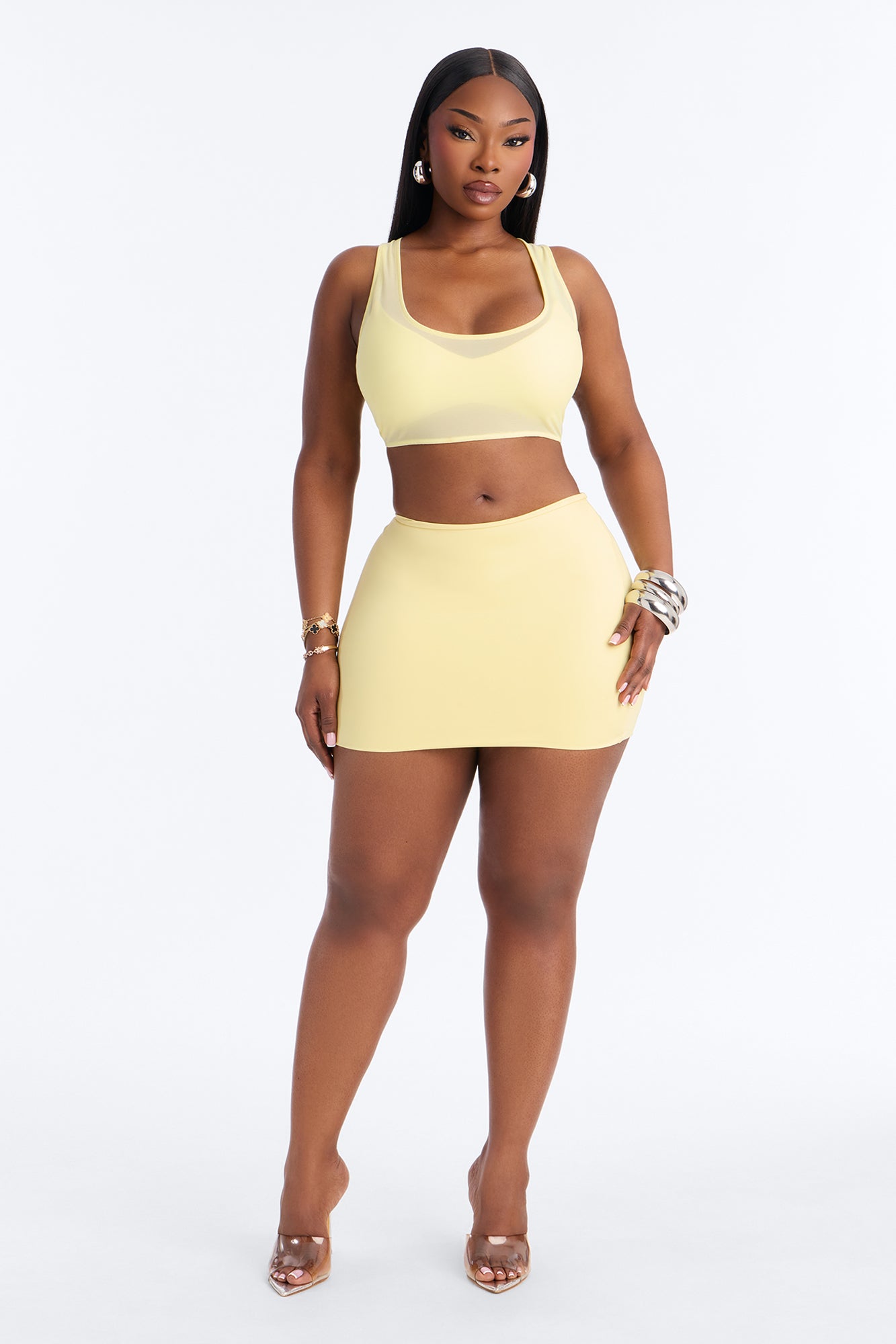 Power Mesh Racerback Bra Top - Yellow image 6