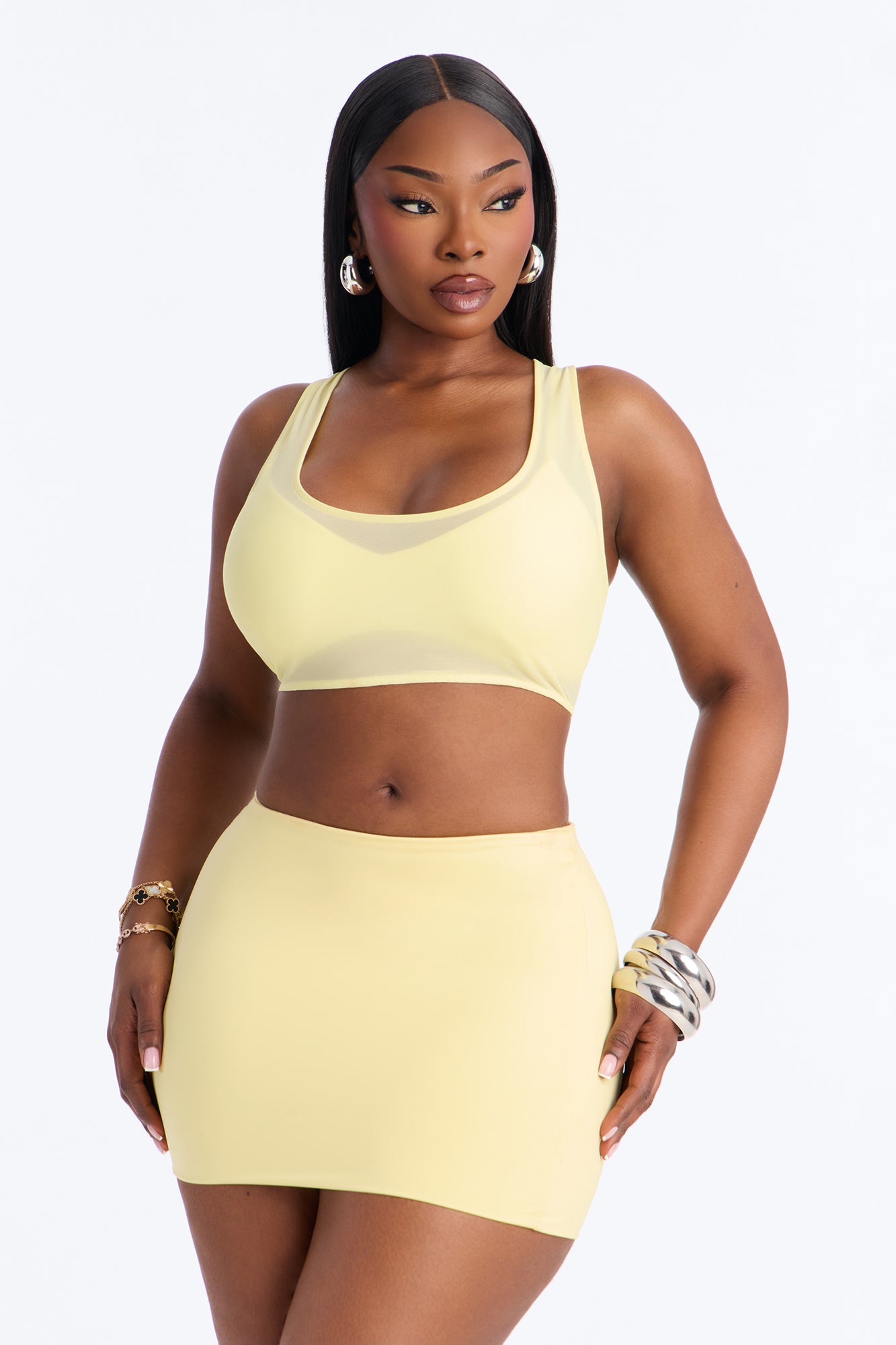 Power Mesh Racerback Bra Top - Yellow image 5