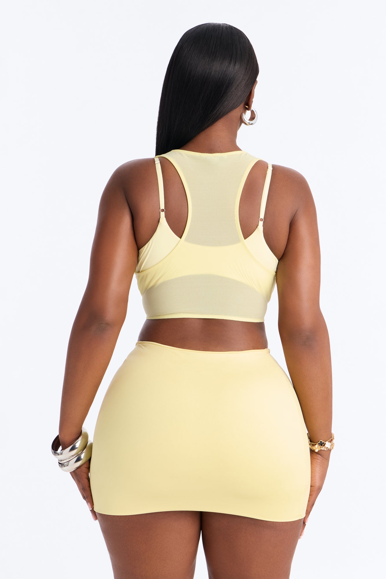 Power Mesh Racerback Bra Top - Yellow image 8