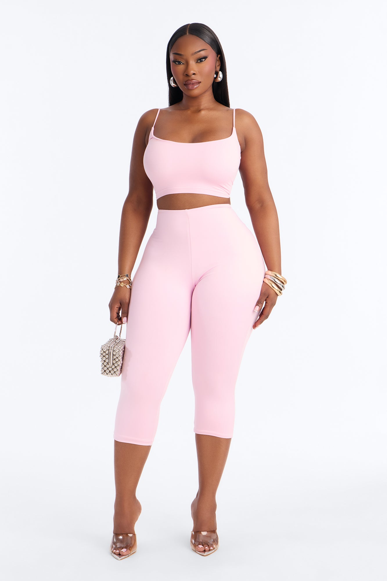 Seamless Smooth Base Layer Double Lined Cami Crop Top - Light Pink image 6