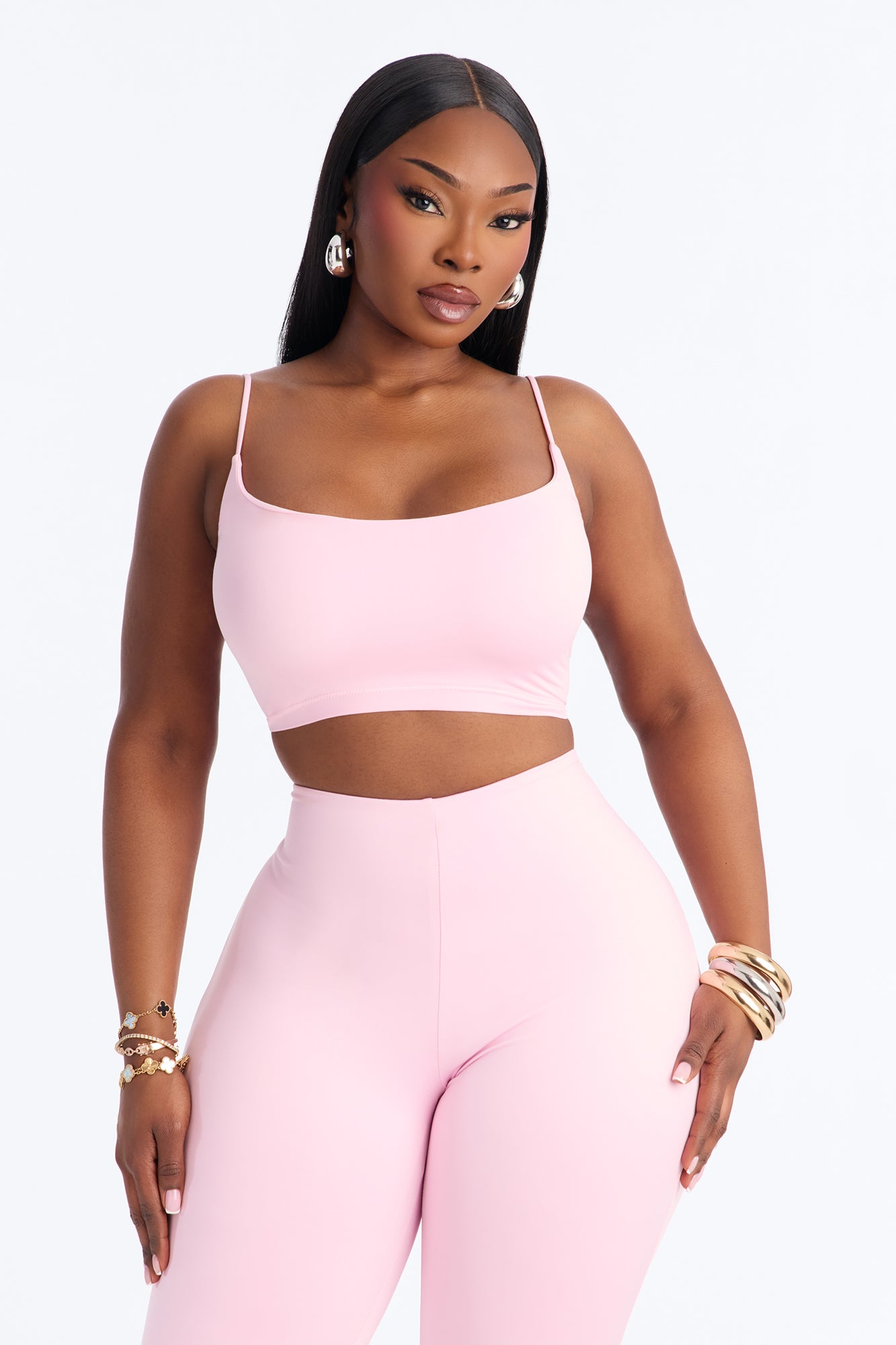 Seamless Smooth Base Layer Double Lined Cami Crop Top - Light Pink image 5