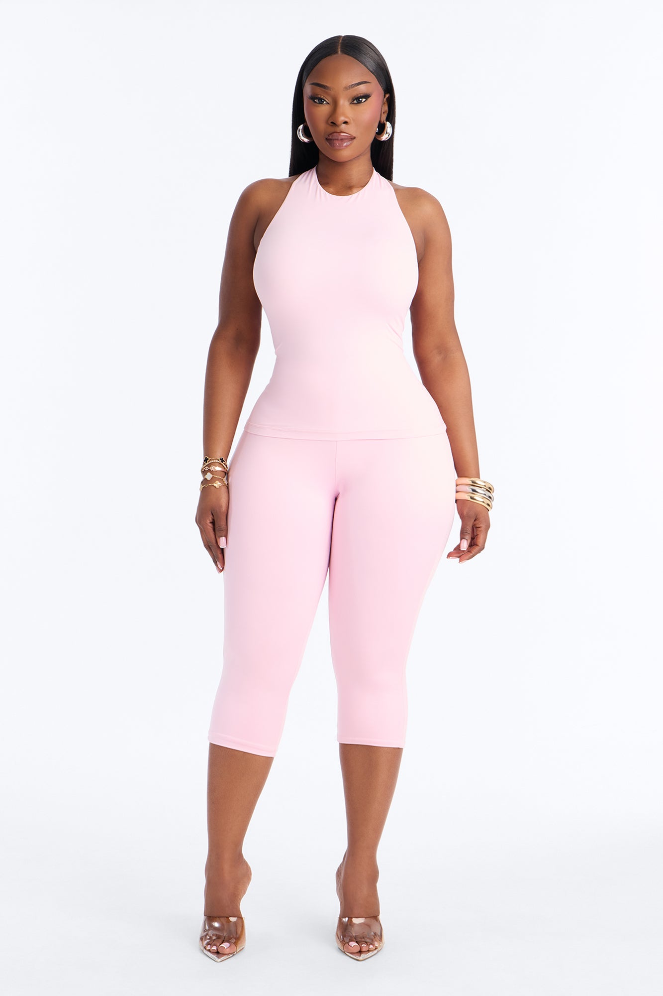 Second Skin Bra Pad Sleeveless Halter Top - Light Pink image 6