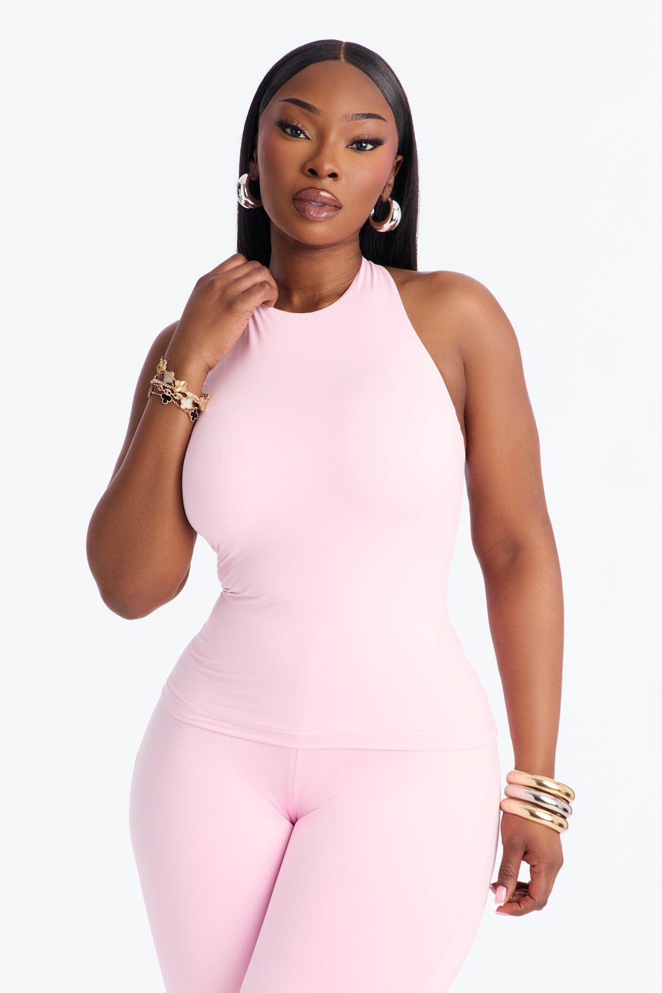 Second Skin Bra Pad Sleeveless Halter Top - Light Pink image 5