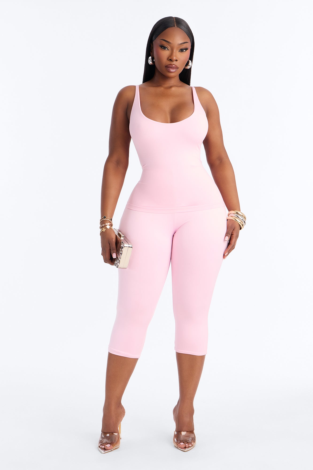 Seamless Smooth Double Lined Scoop Neck Cami Top - Light Pink image 6
