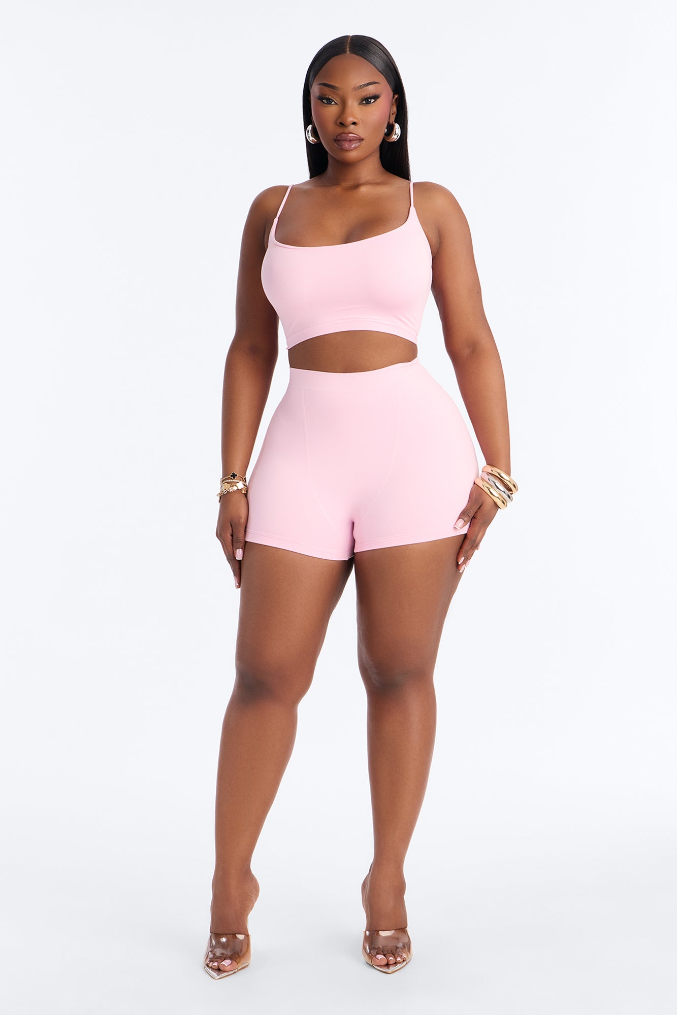 Seamless Smooth Double Lined Micro Hot Short - Light Pink image 5