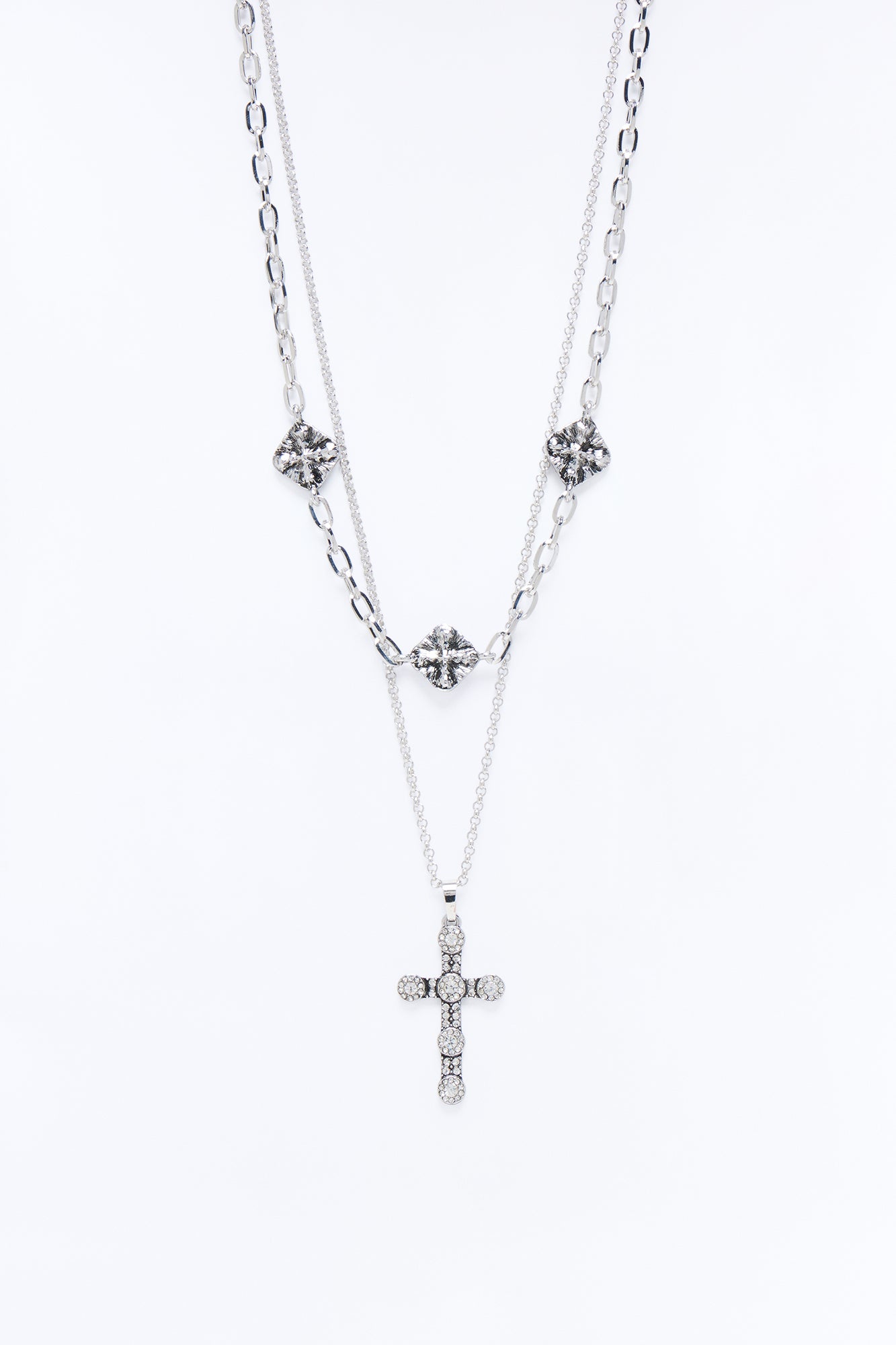 Faith And Blessed Necklace Set - Silver