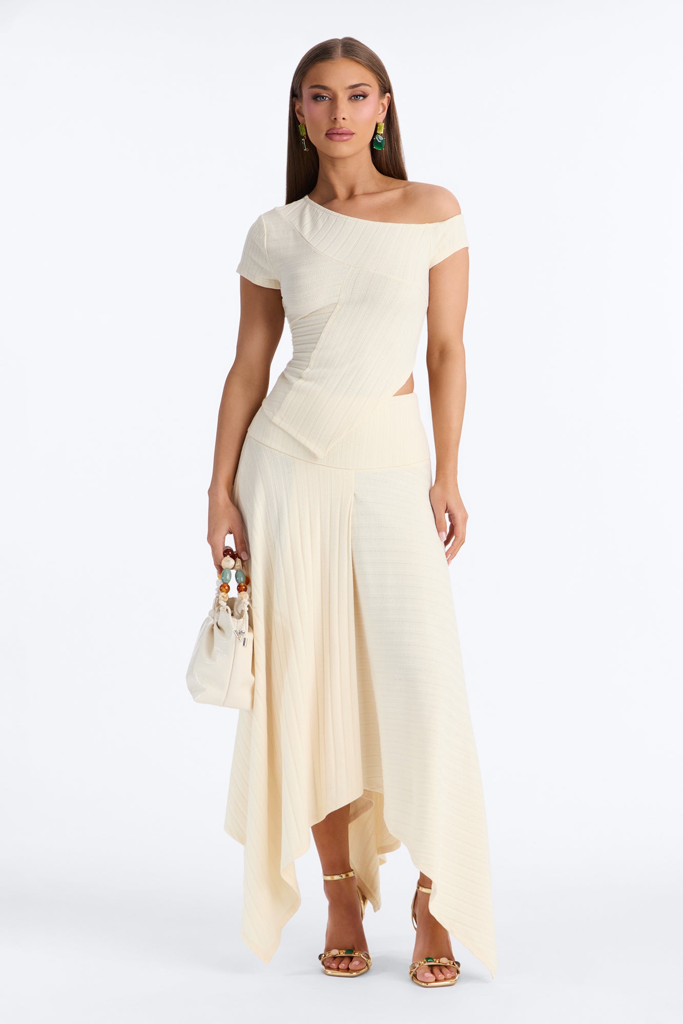 Reese Asymmetrical Skirt Set - Cream