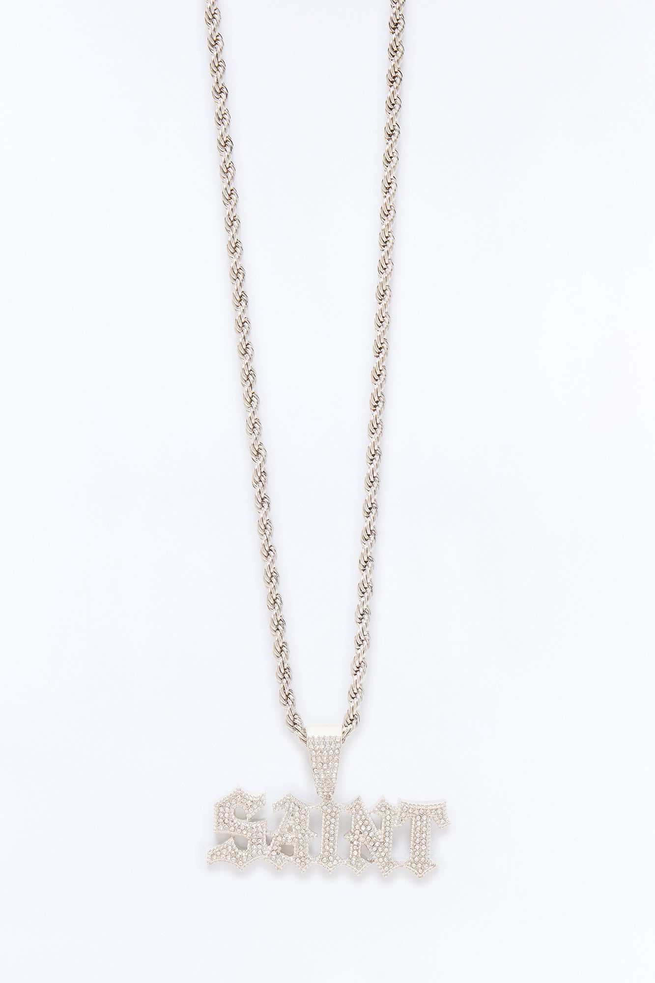 Saint Iced Rope Chain Necklace - Silver image 3