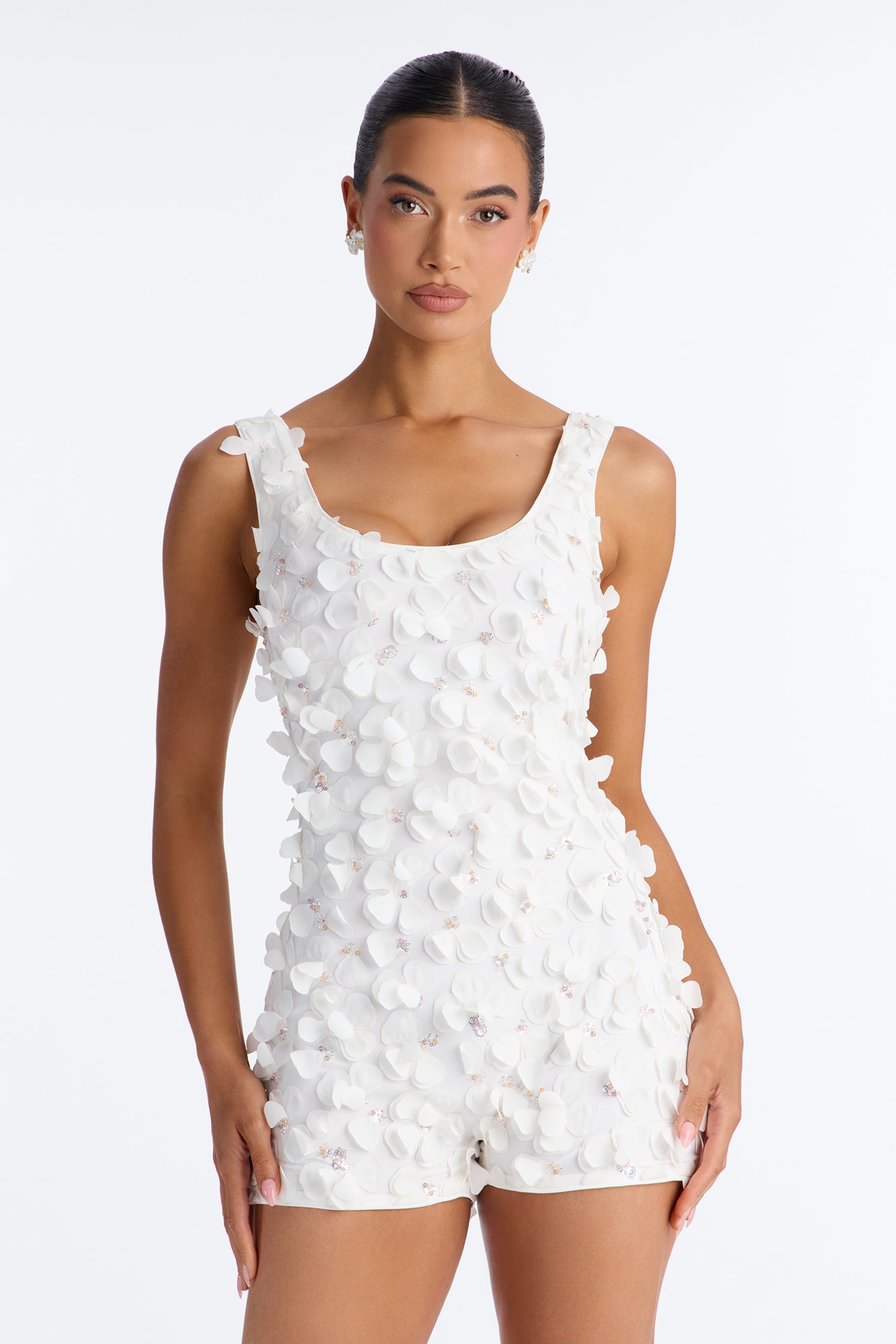 Bloomwave Embellished Romper - White