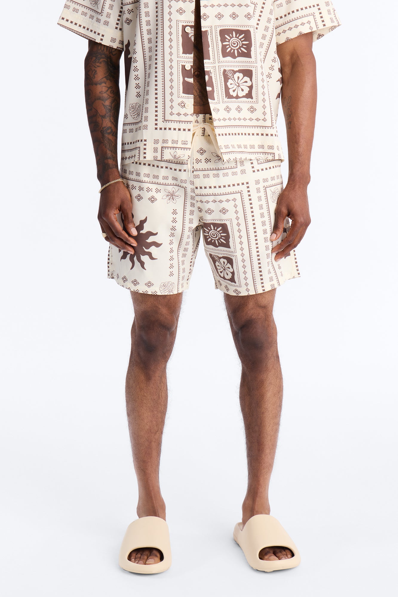 Terra Mosaic Swim Trunk 7″ - Brown
