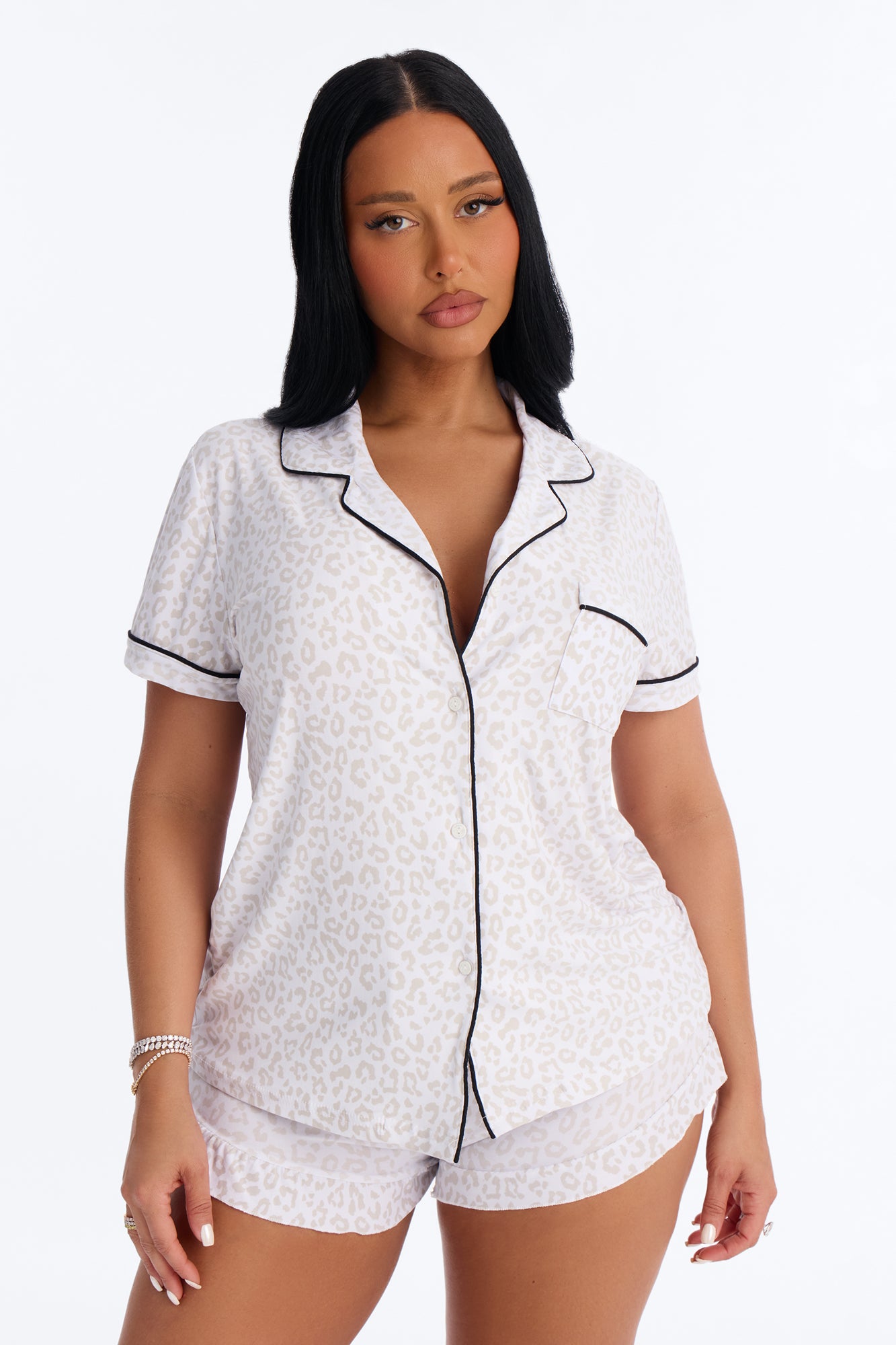 Bride Ready Notch Collar PJ Short Set - White