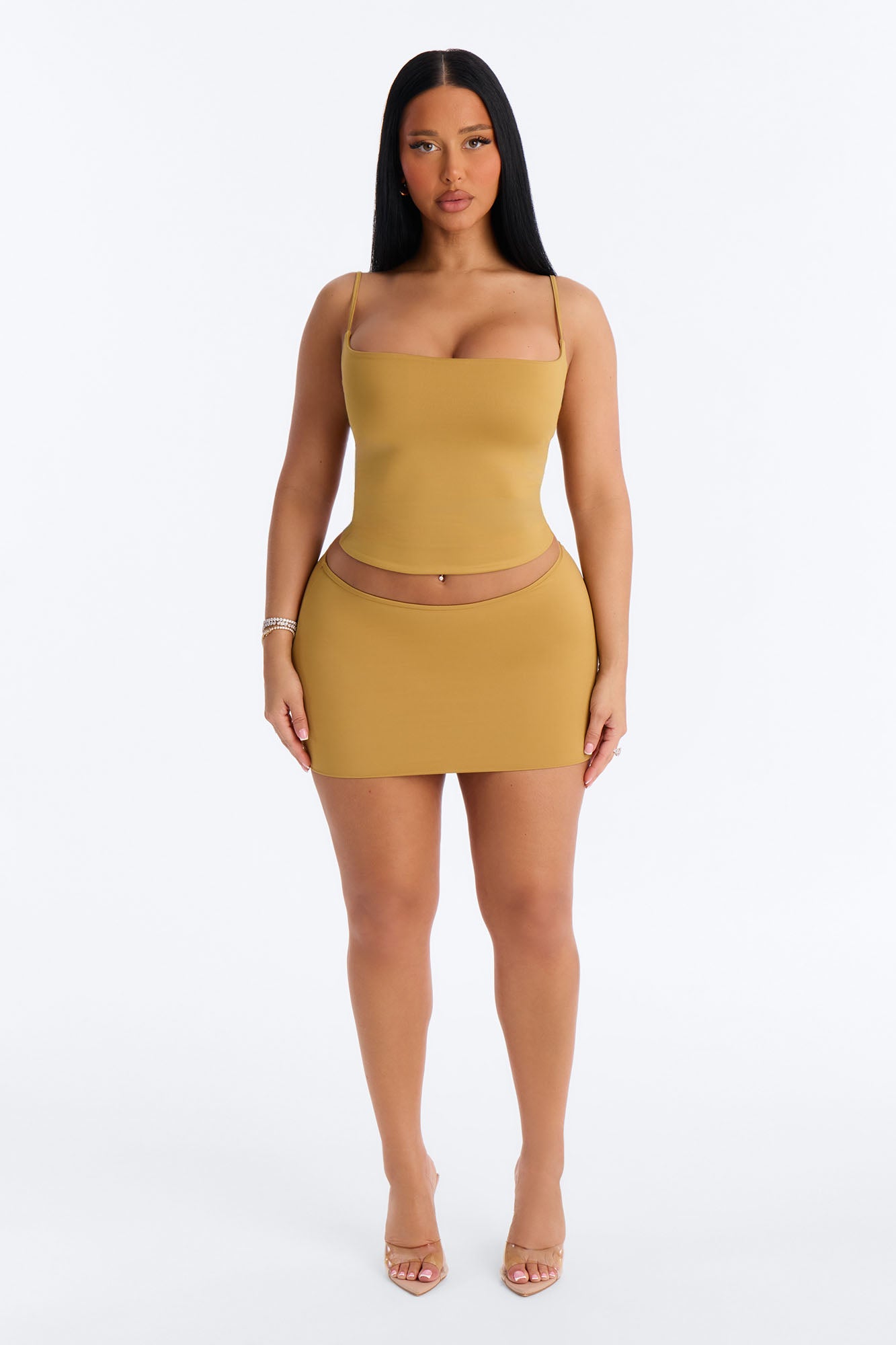 Contour Double Lined Mini Skirt - Honey