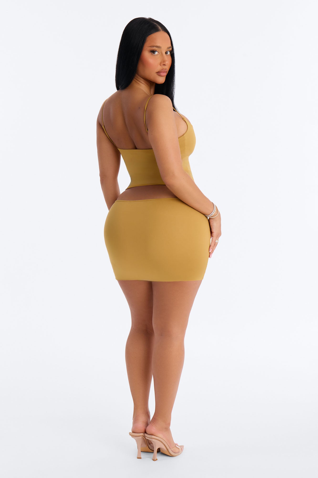 Contour Double Lined Mini Skirt - Honey image 4