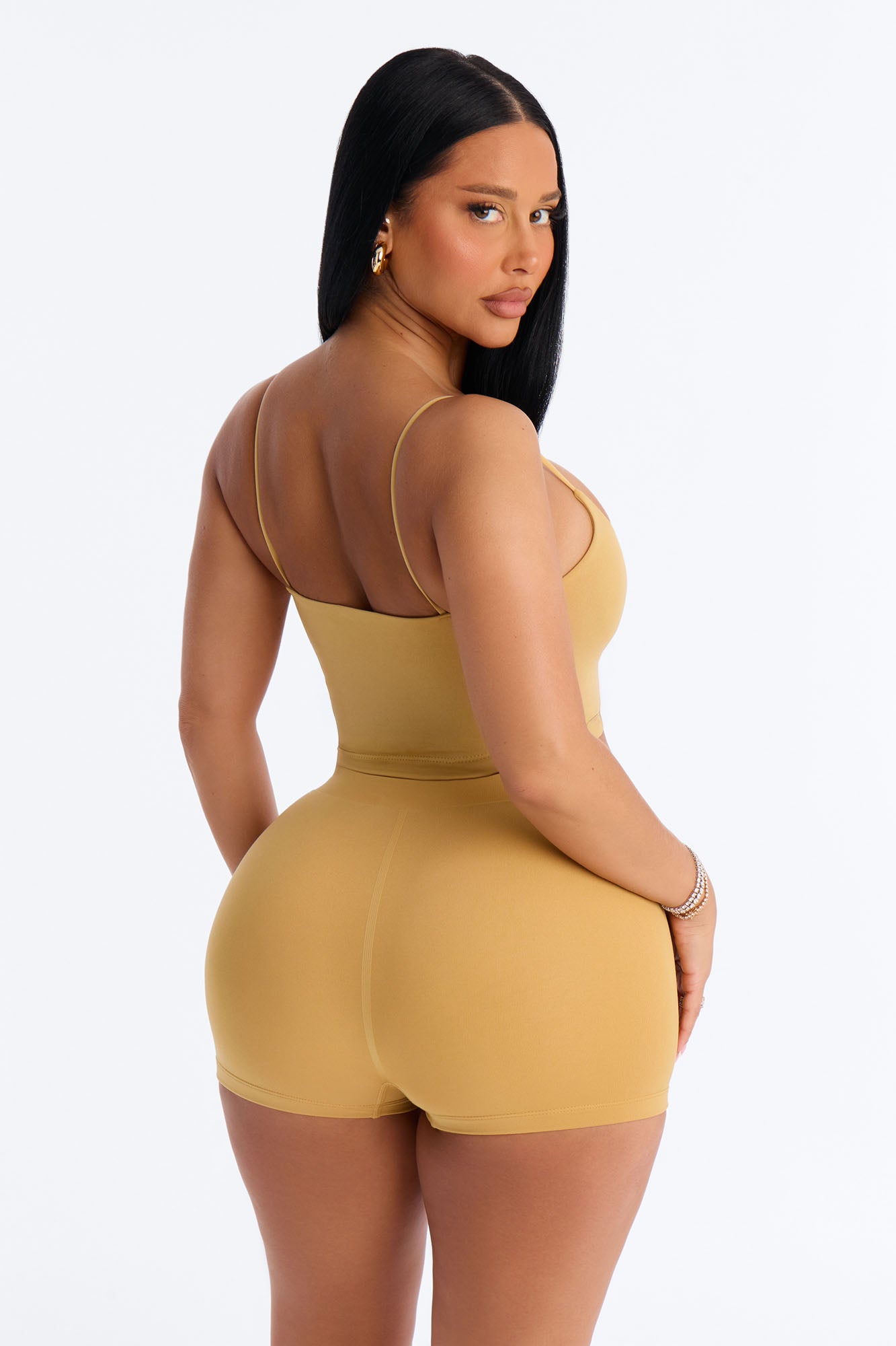 Seamless Smooth Base Layer Double Lined Cami Crop Top - Honey image 4