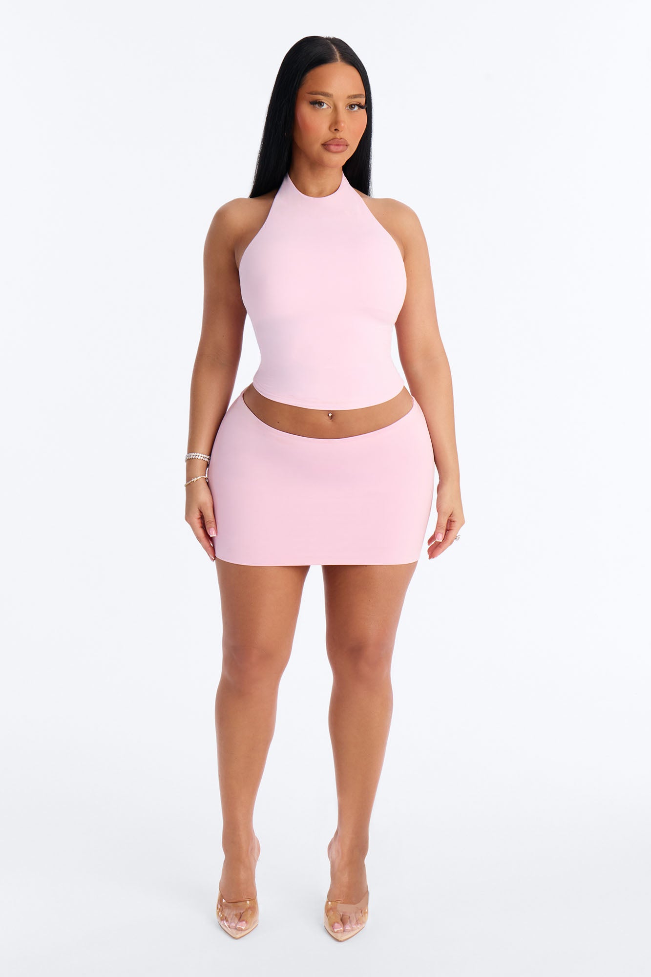 Second Skin Bra Pad Sleeveless Halter Top - Light Pink image 2