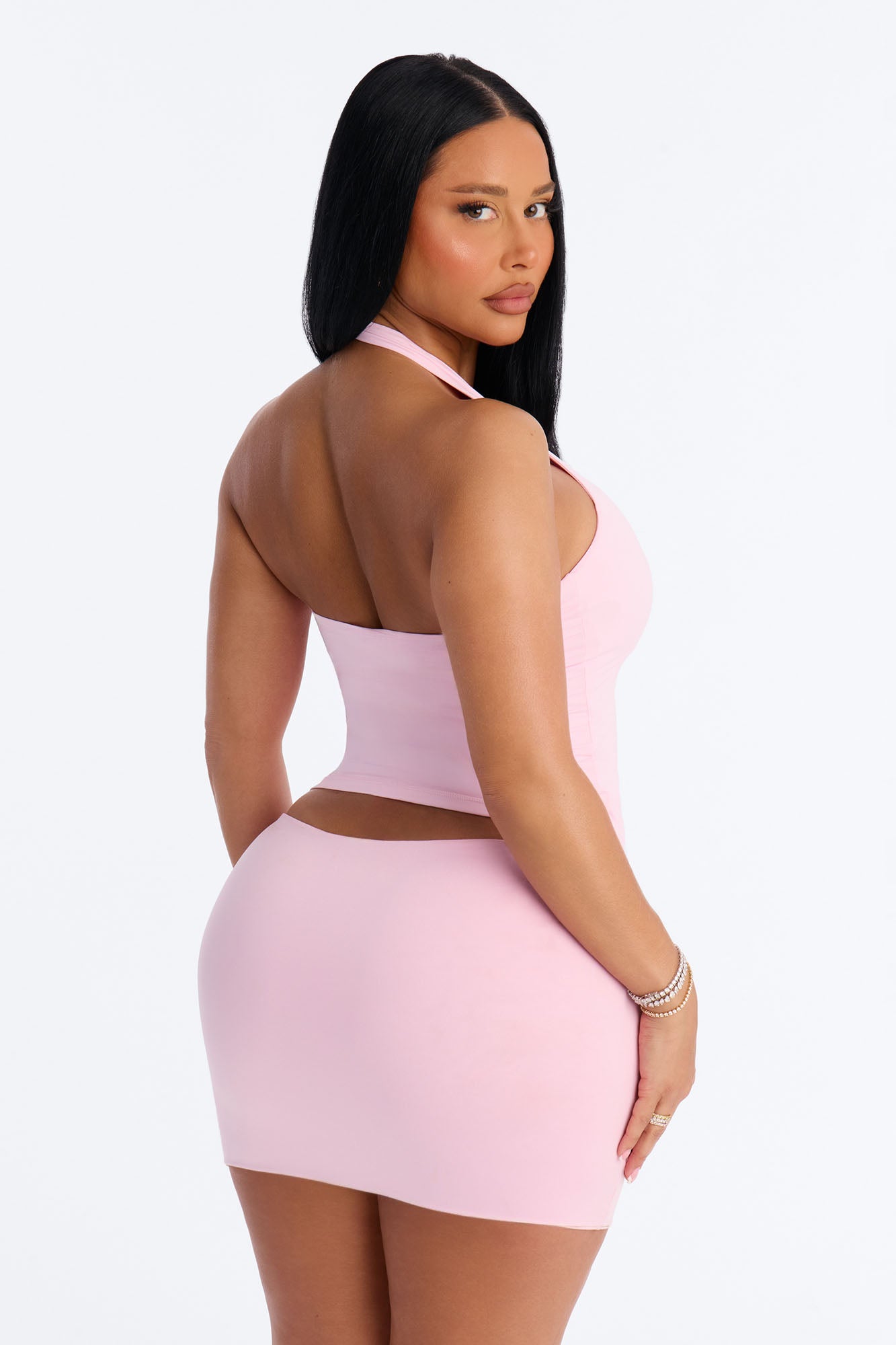 Second Skin Bra Pad Sleeveless Halter Top - Light Pink image 4