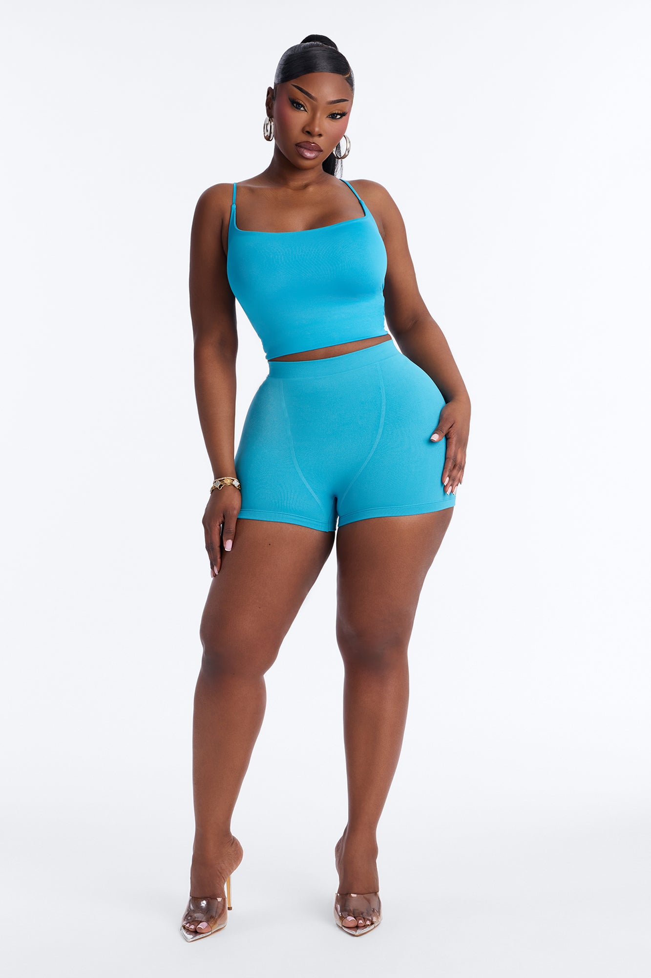 Seamless Smooth Double Lined Micro Hot Short - Blue image 5