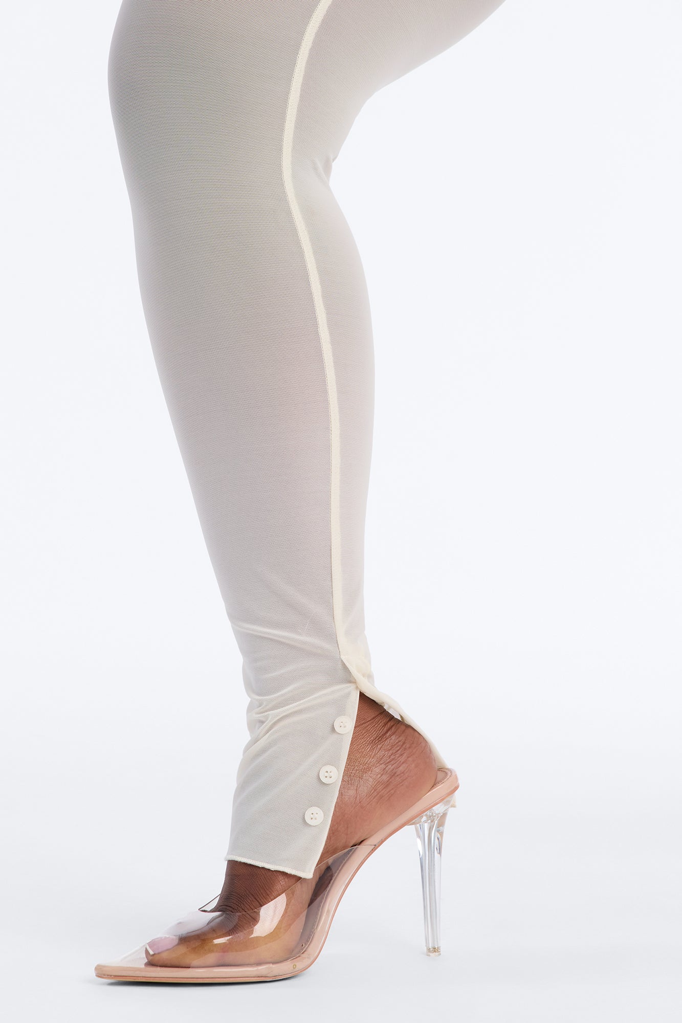 Power Mesh High Waisted Leggings - Bone image 7