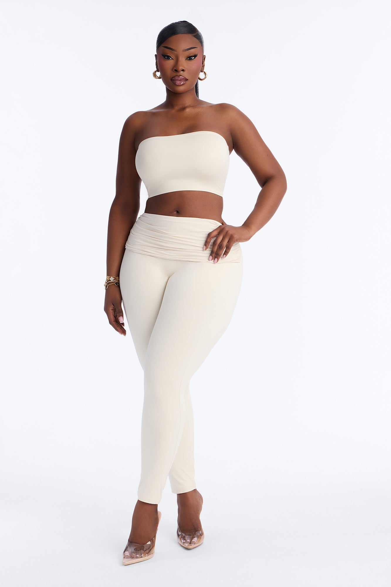 Contour Double Lined Strapless Bandeau Top - Bone image 5