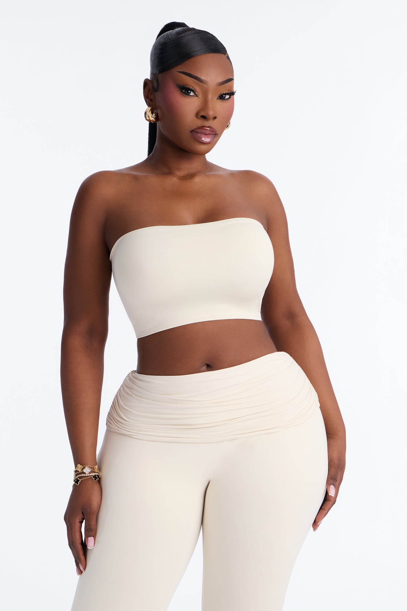 Contour Double Lined Strapless Bandeau Top - Bone image 6