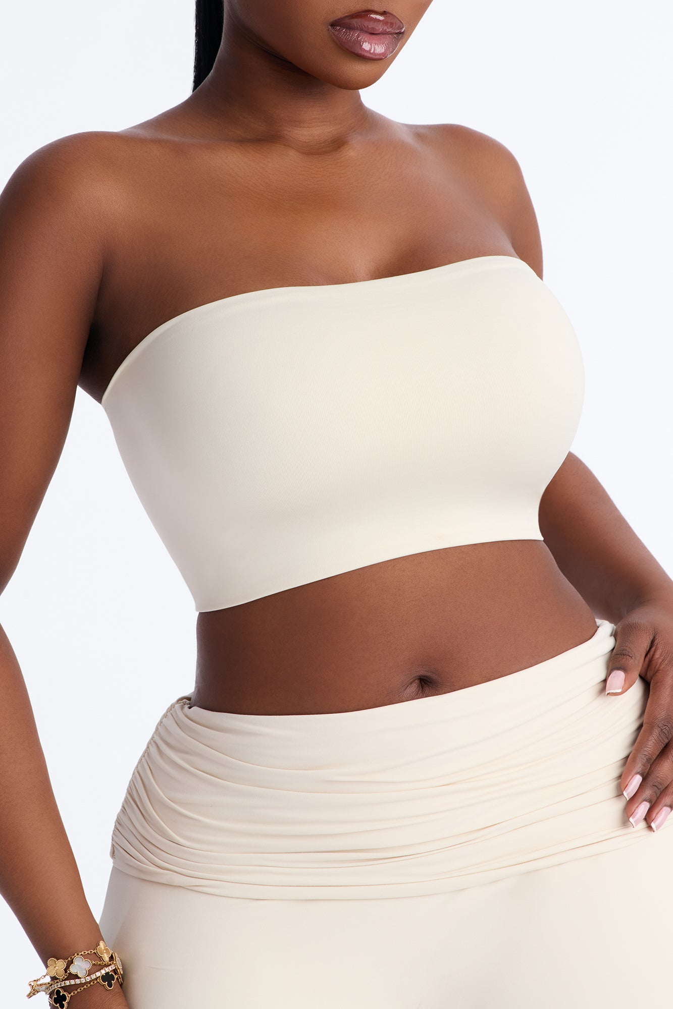 Contour Double Lined Strapless Bandeau Top - Bone image 7