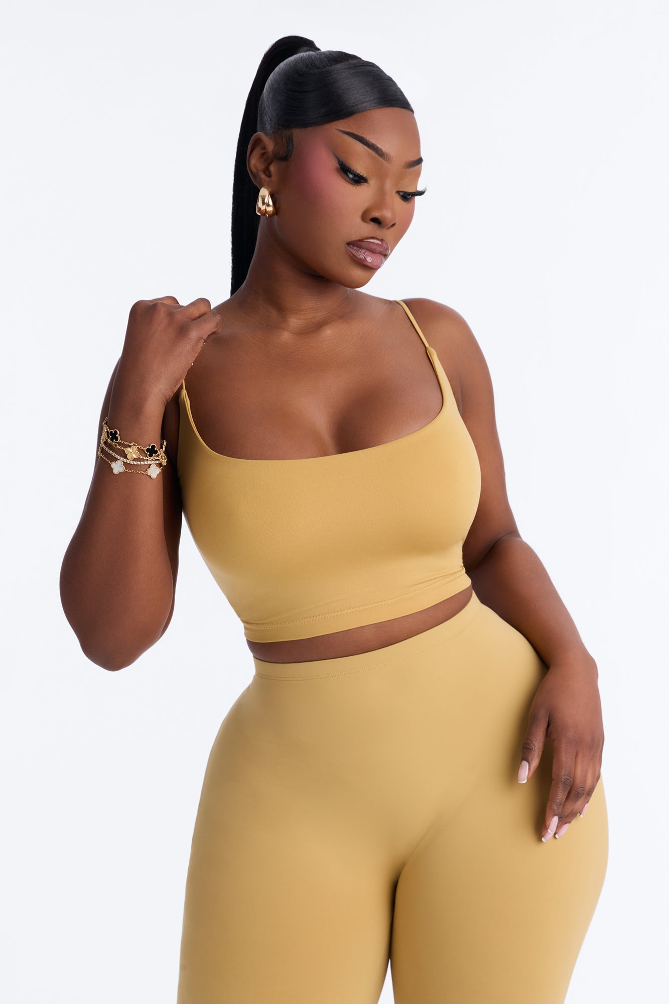 Seamless Smooth Base Layer Double Lined Cami Crop Top - Honey image 6