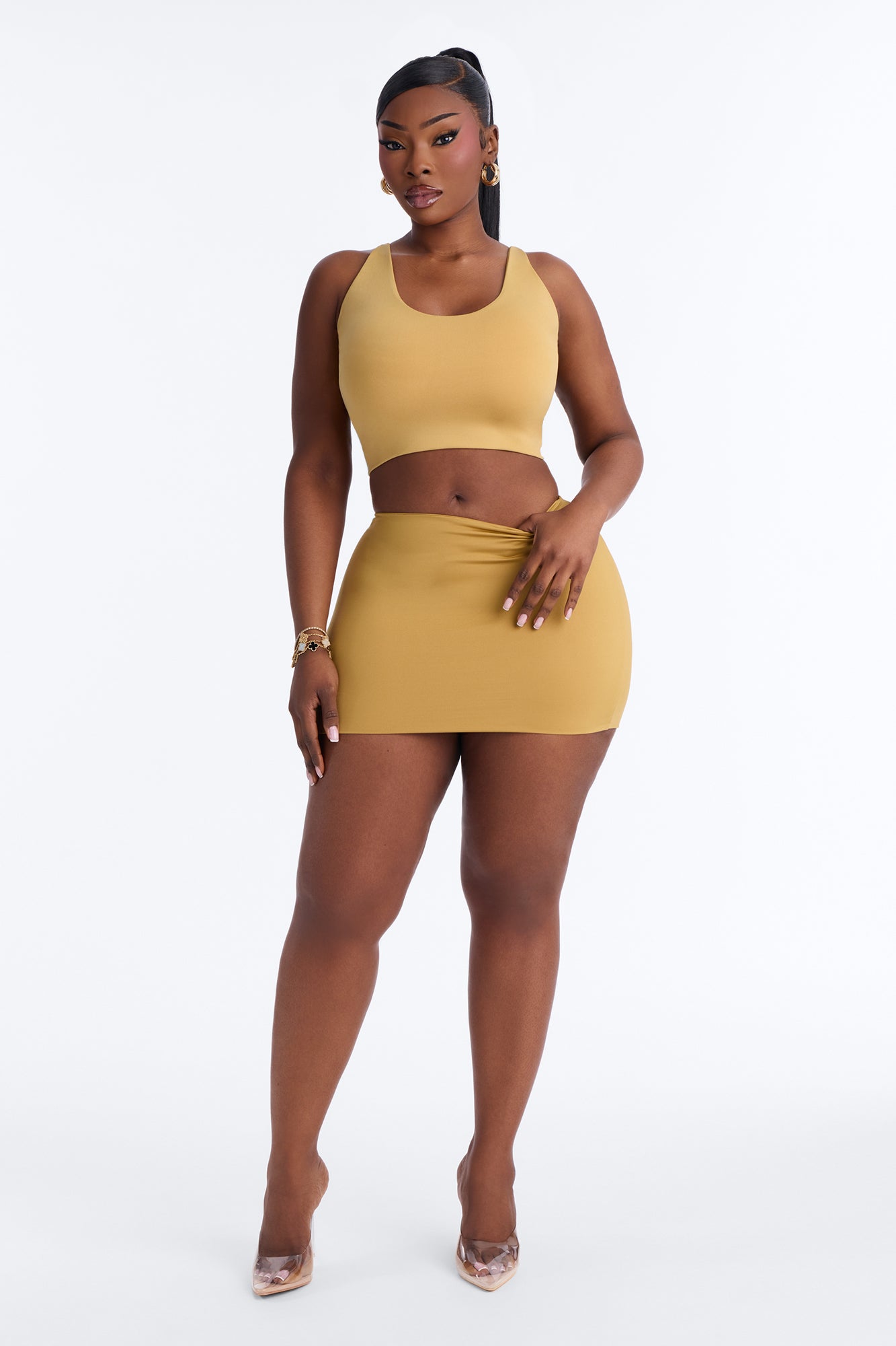 Contour Double Lined Mini Skirt - Honey image 5