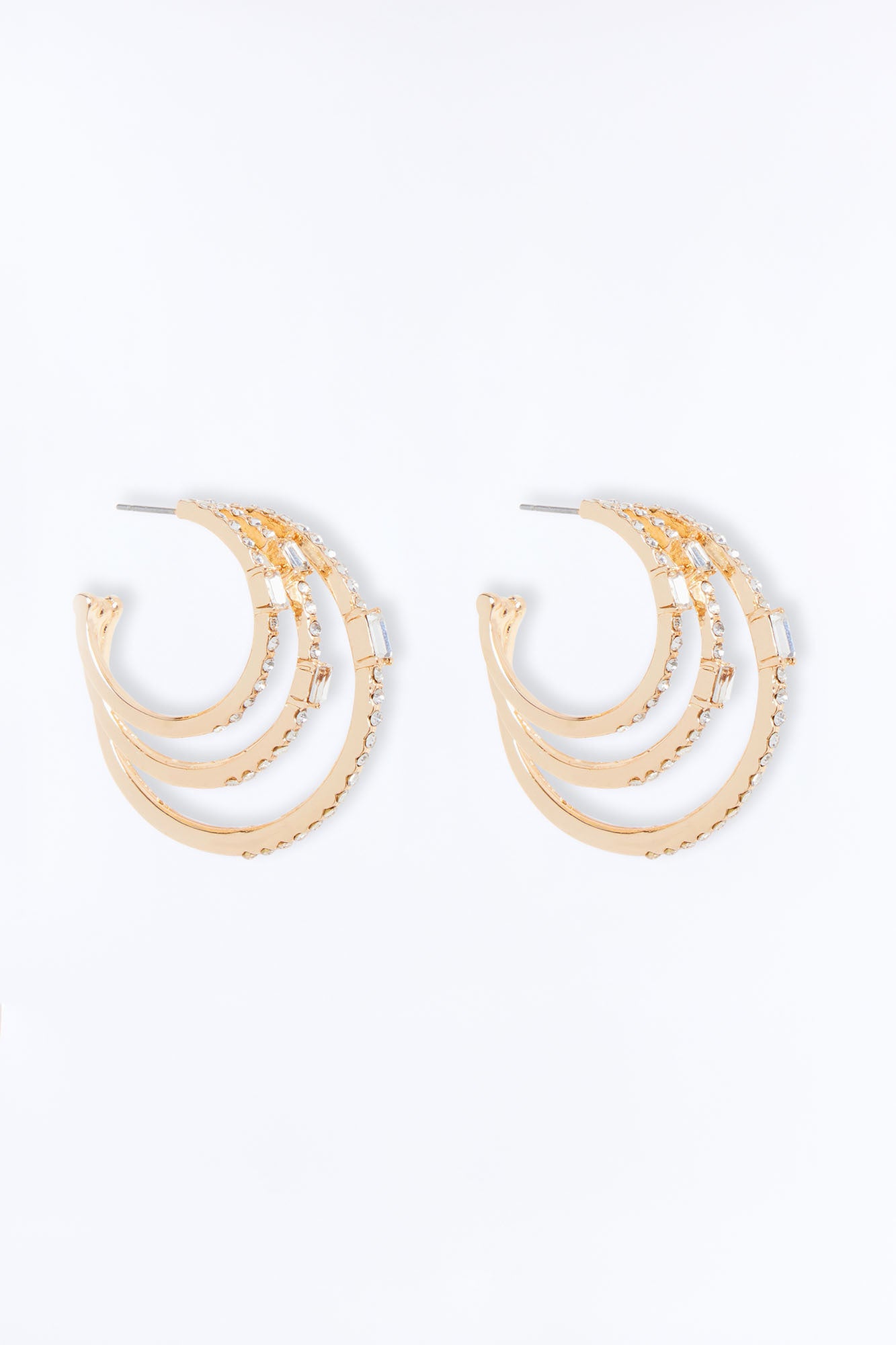 Need You Rhinestone Hoop Earrings - Gold