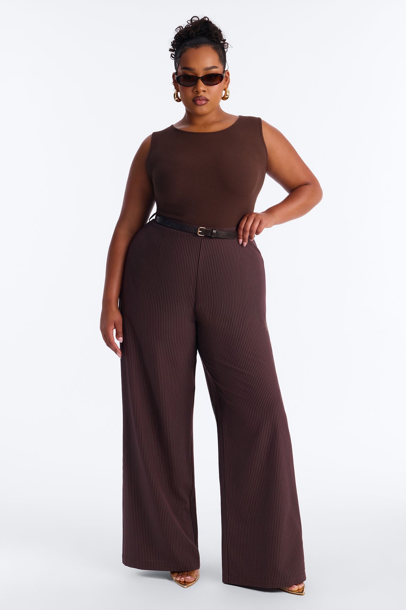 Jen Twofer Pinstripe Jumpsuit - Chocolate image 4