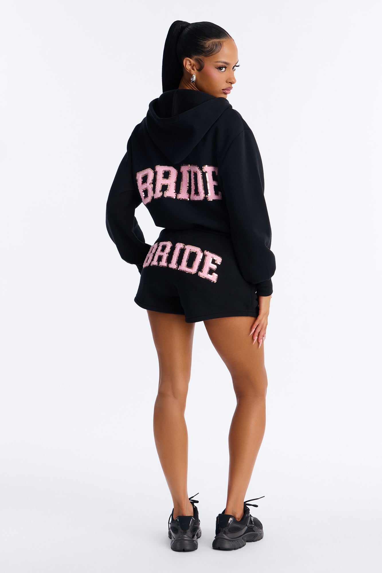 Bride To Be Fleece Short Set - Black/Pink
