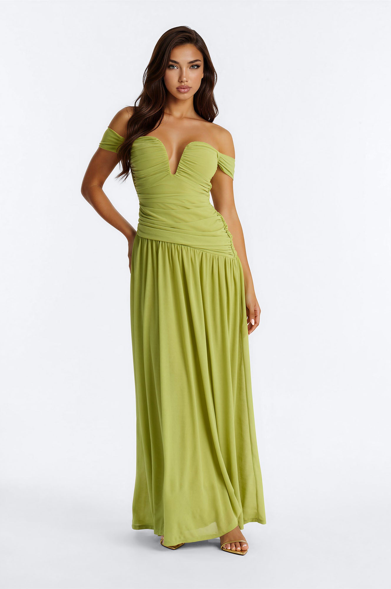 Nice Touch Ruched Gown - Green