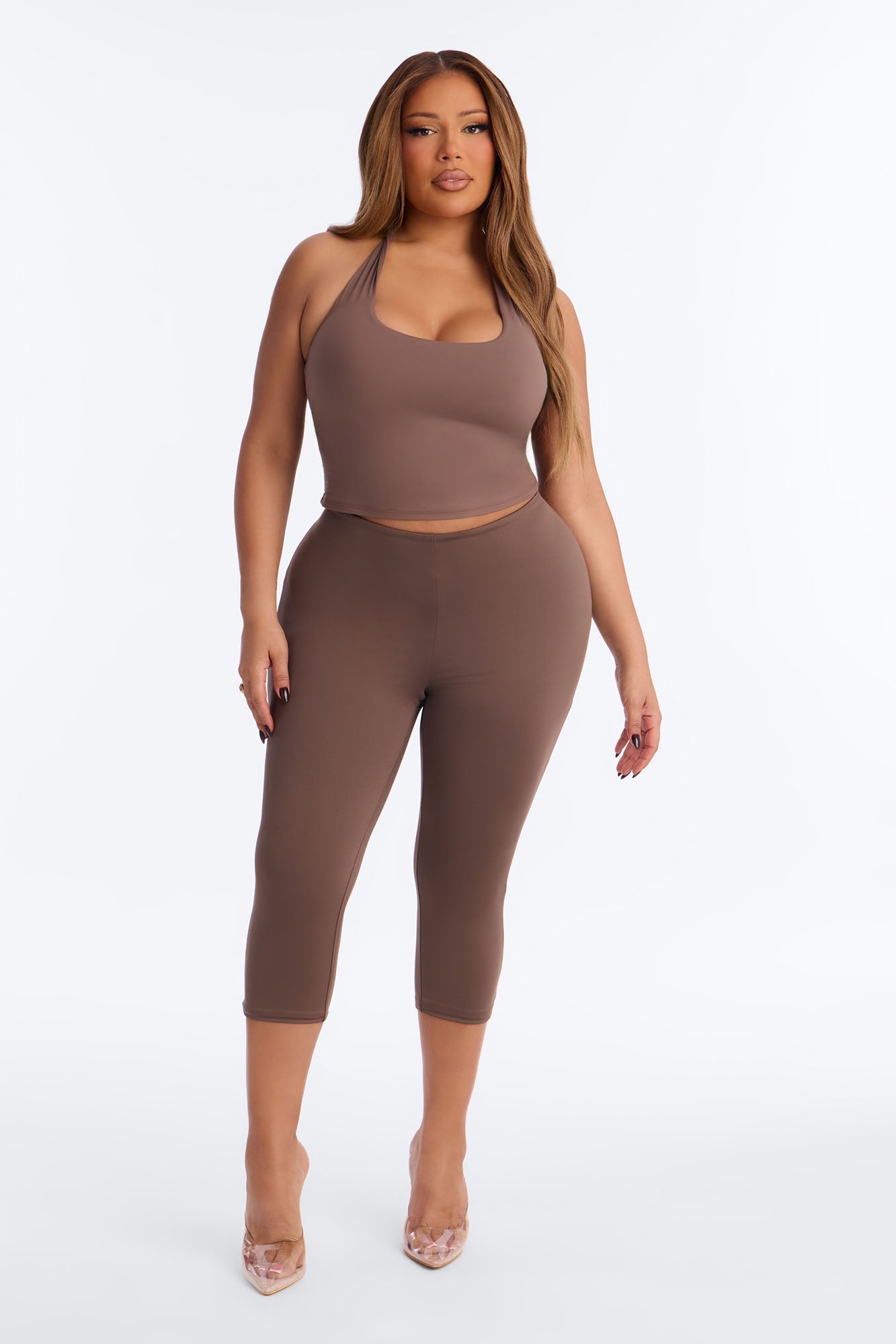 Contour Double Lined Capri Pant - Brown image 4