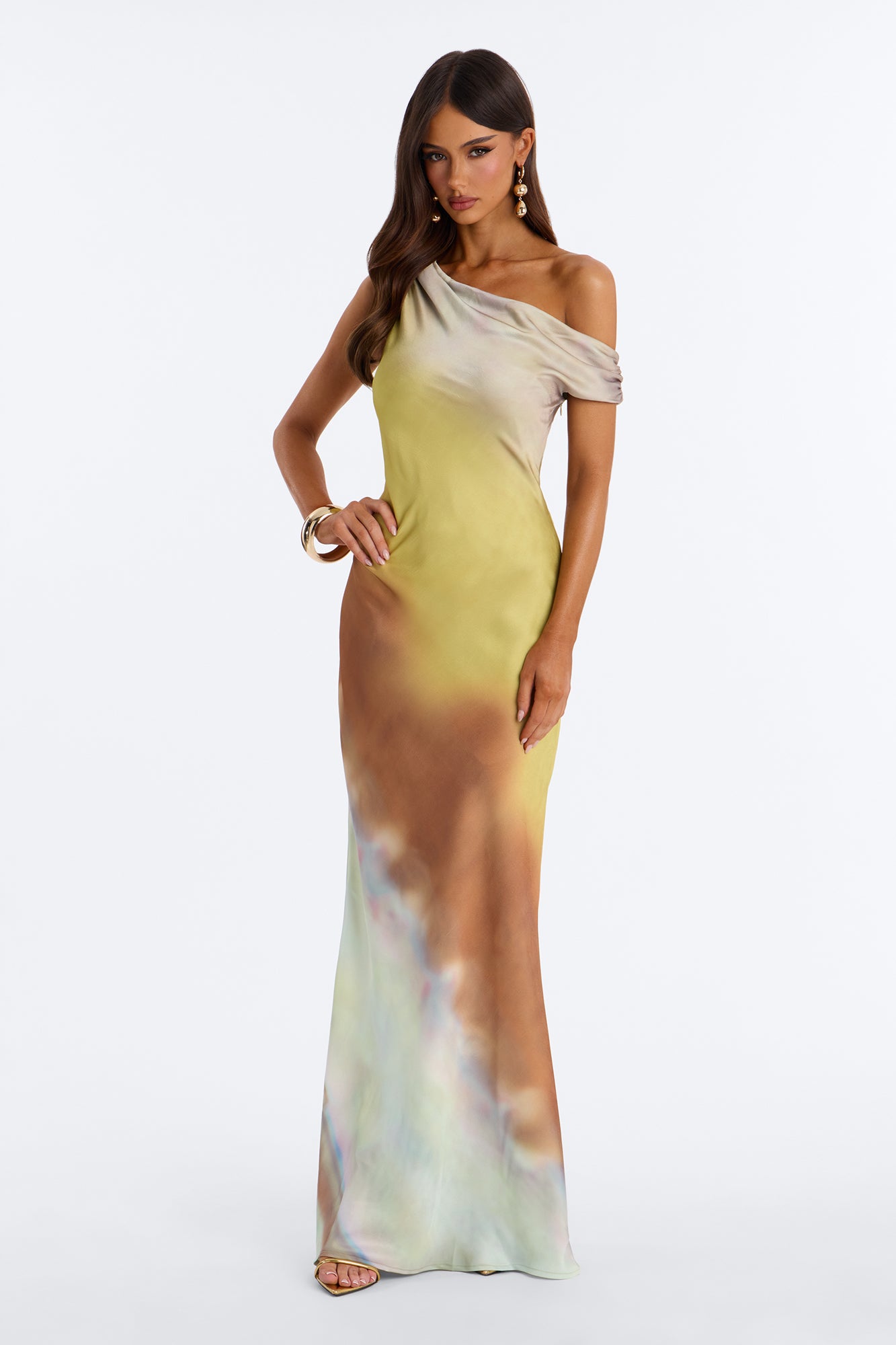 Nivea Satin Gown - Yellow/combo