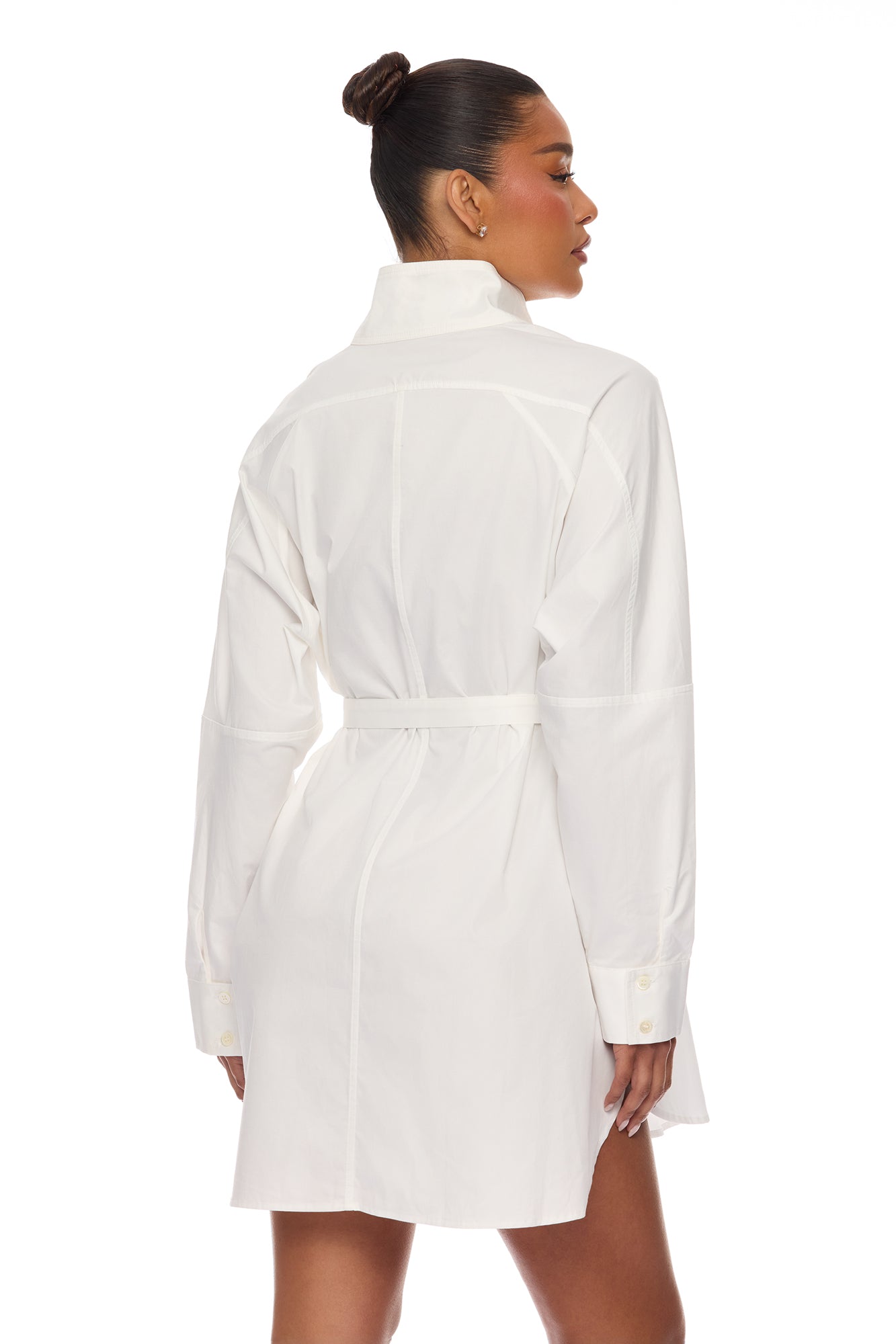 Ysabelle Belted Mini Shirt Dress - White image 3