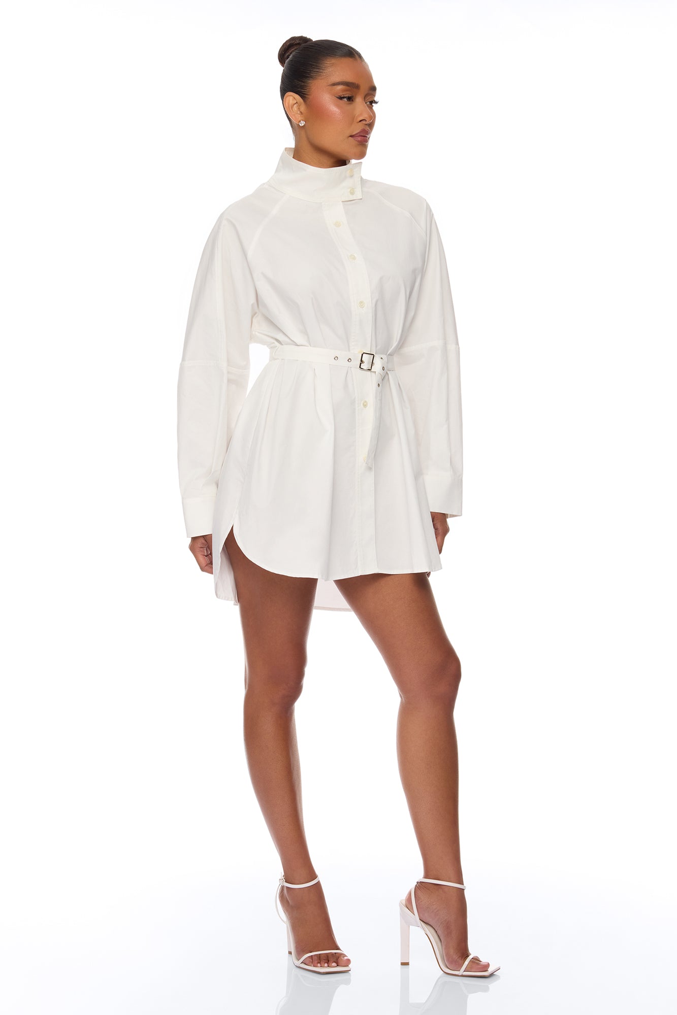 Ysabelle Belted Mini Shirt Dress - White image 4