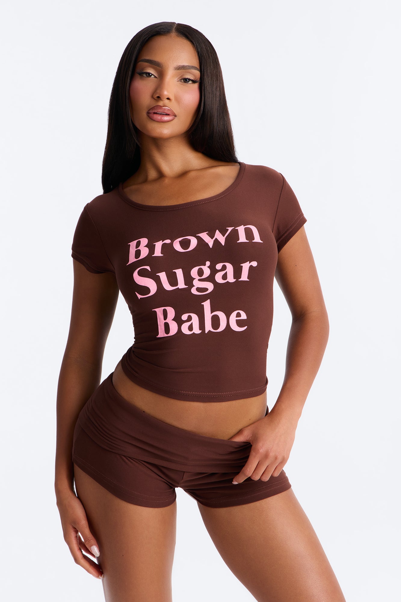 Brown Sugar Babe PJ Short Set - Dark Brown image 4