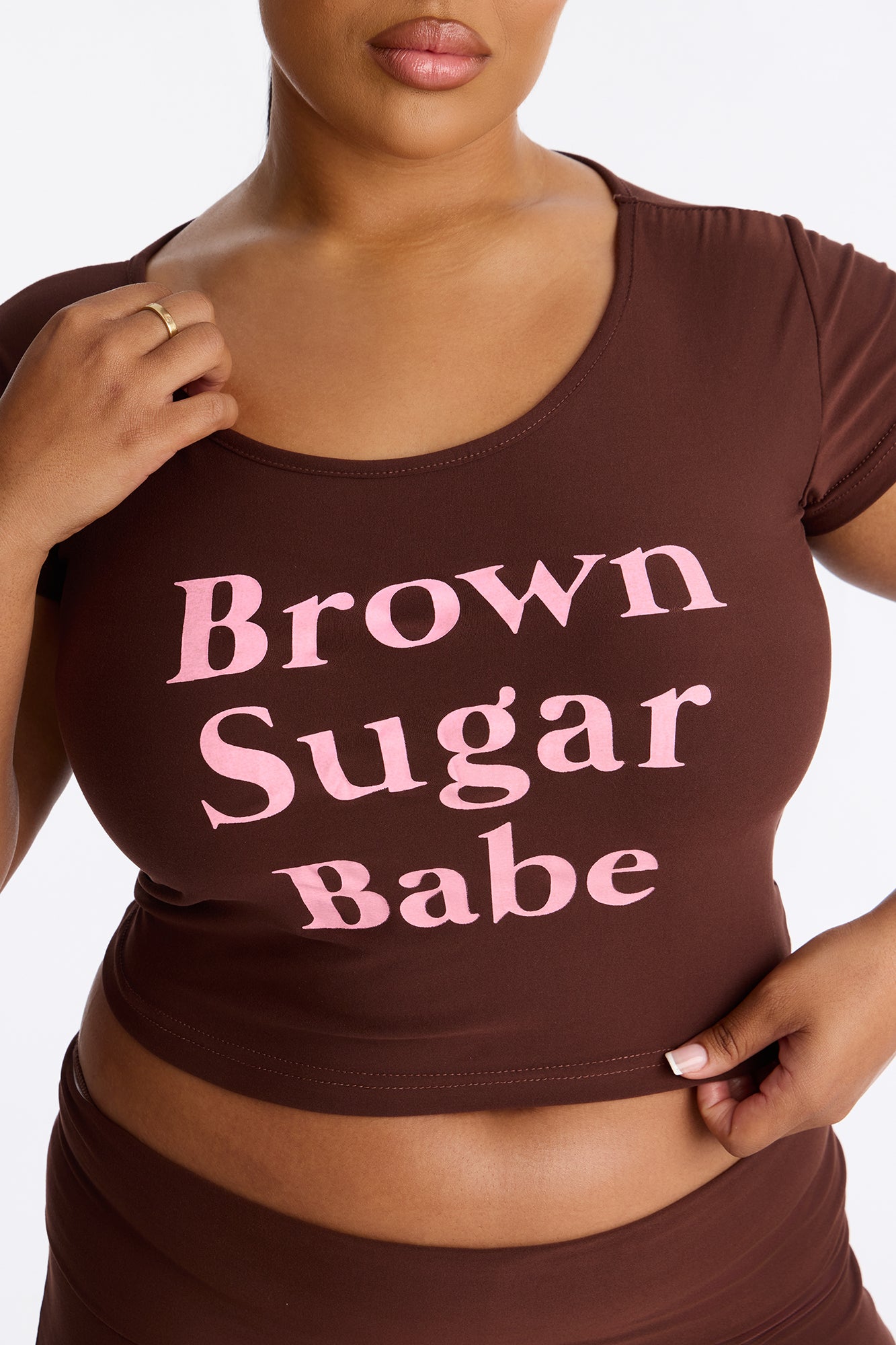 Brown Sugar Babe PJ Short Set - Dark Brown image 2