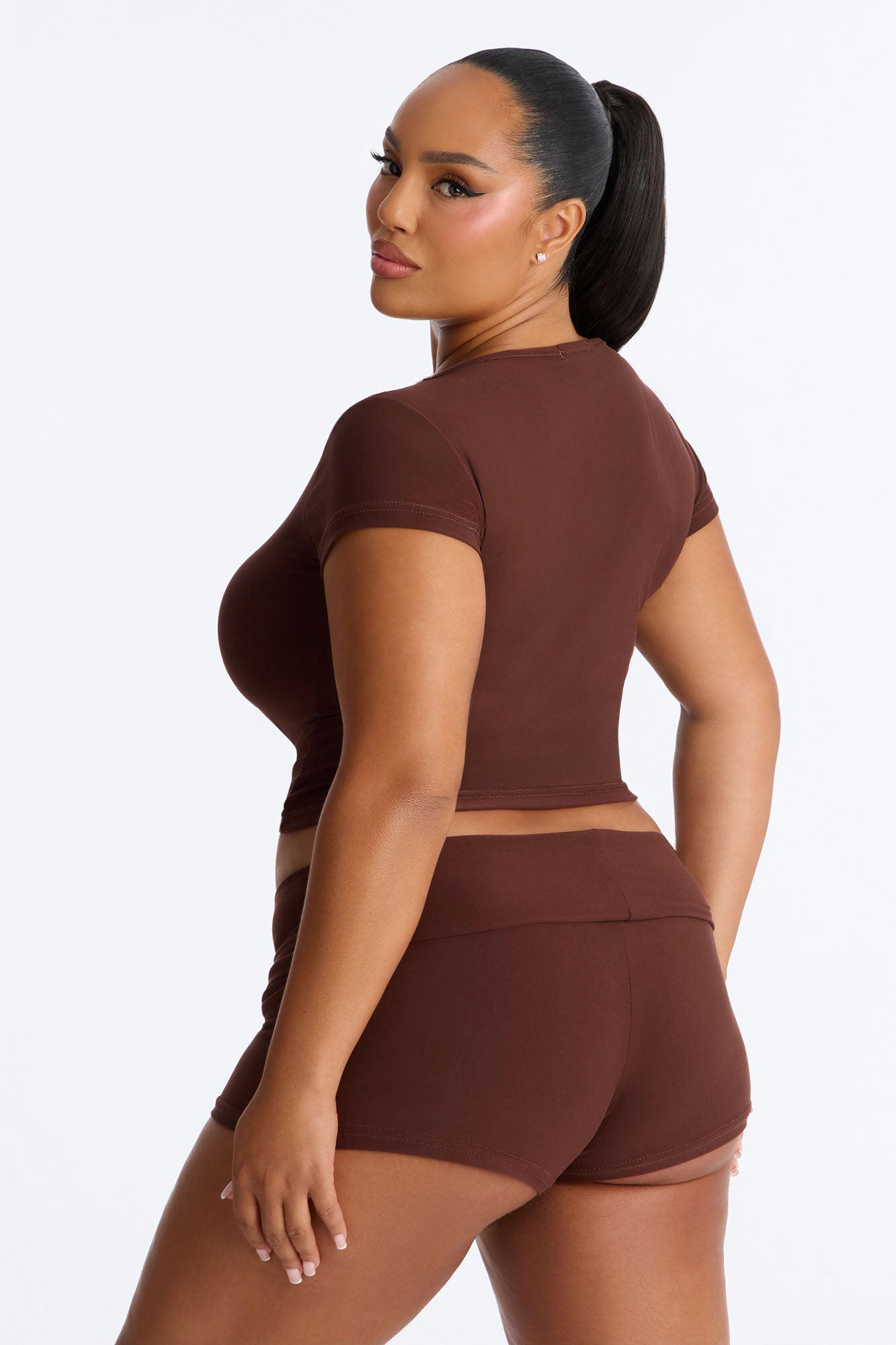 Brown Sugar Babe PJ Short Set - Dark Brown image 3