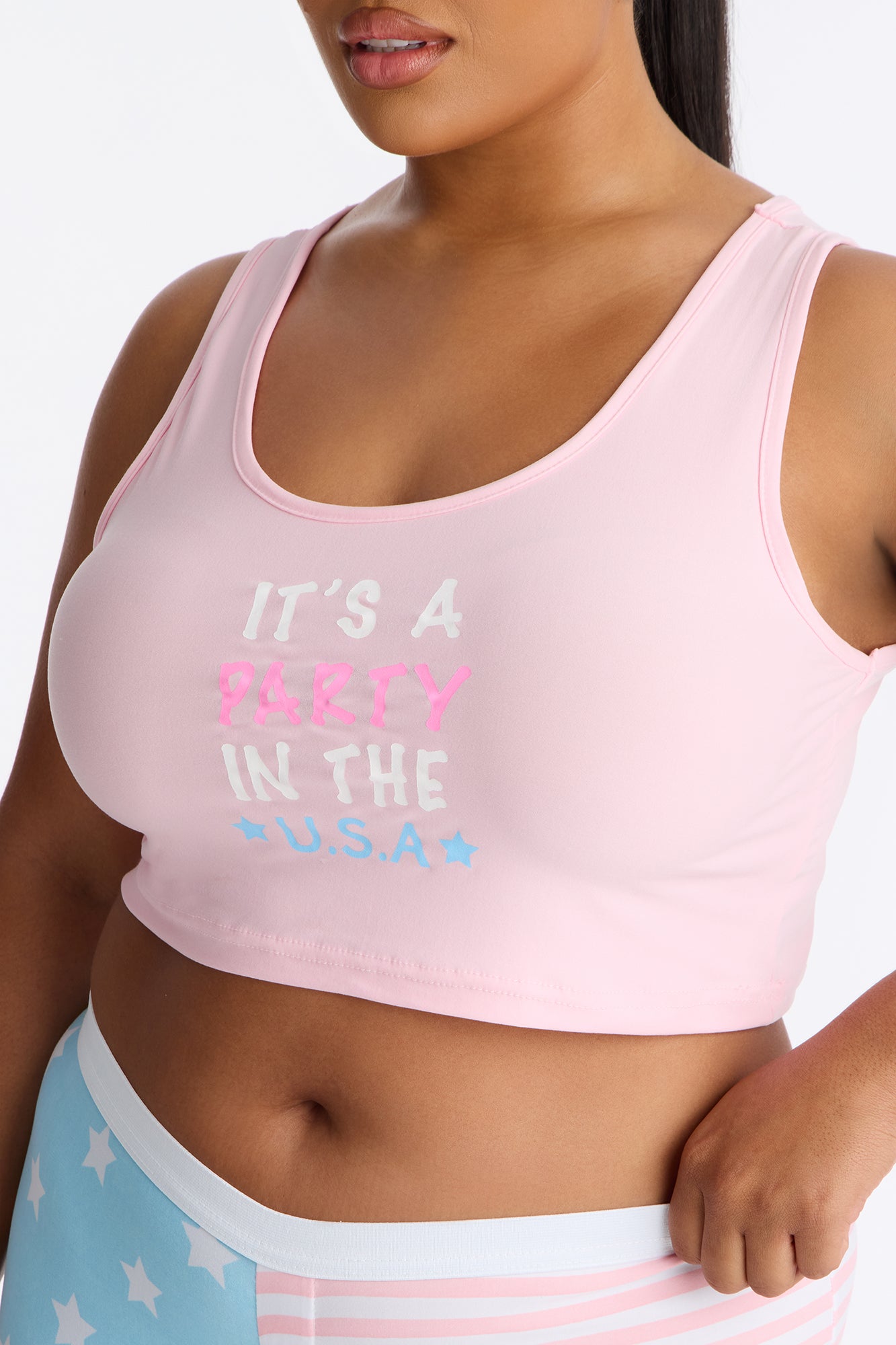 It's A Party In The USA PJ Short Set - Pink/combo image 2