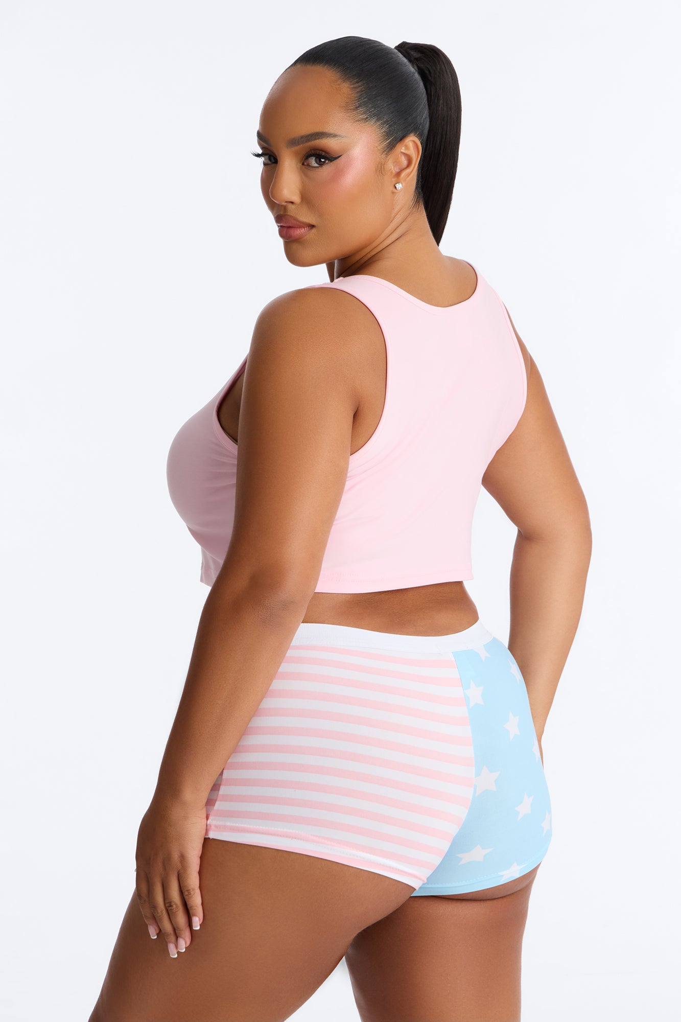 It's A Party In The USA PJ Short Set - Pink/combo image 3
