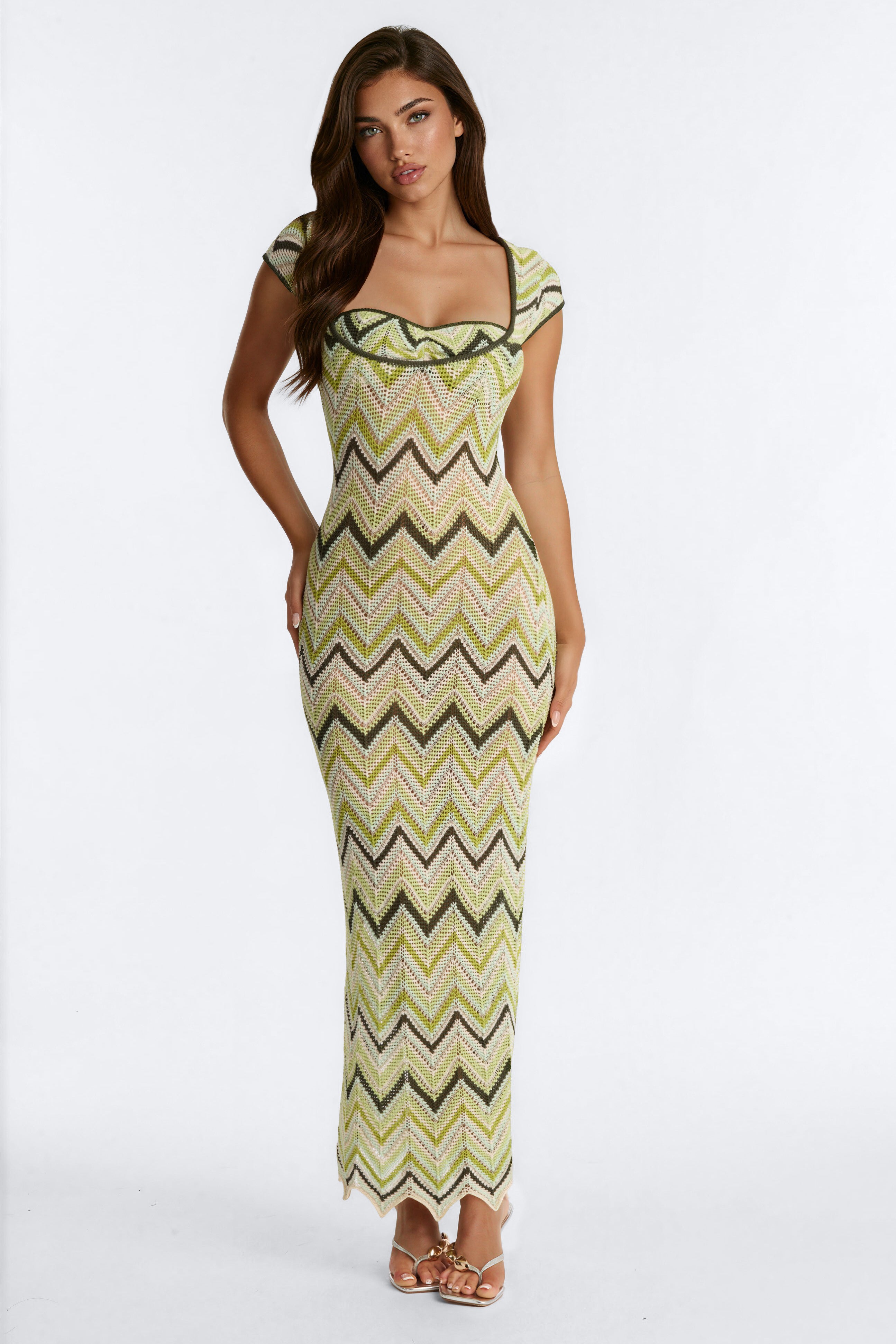 Capri Sunset Crochet Maxi Dress - Green