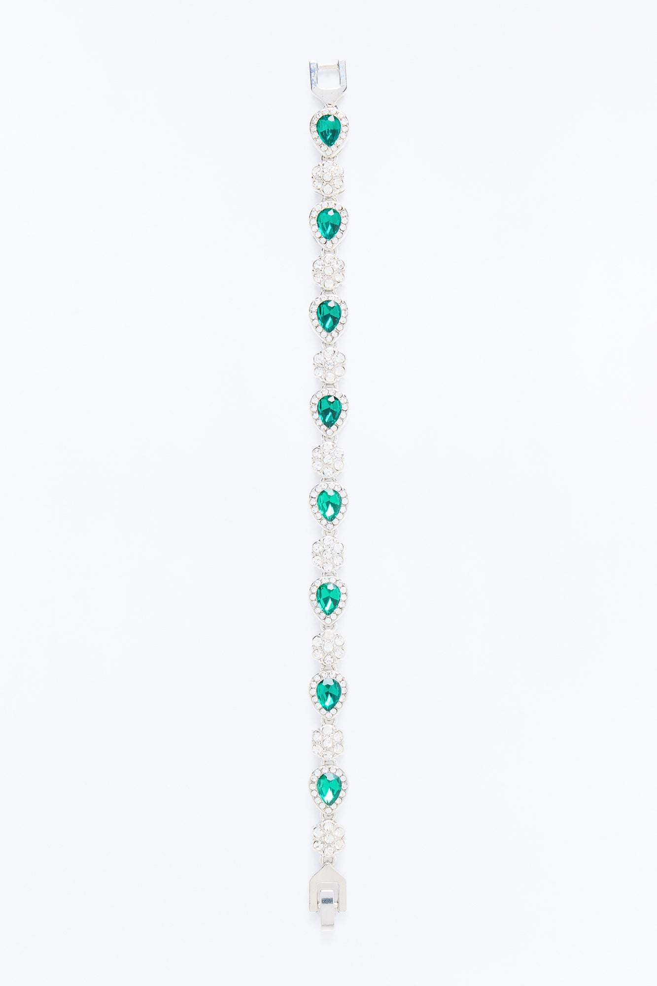 Iced Pear Cluster Bracelet - Silver/Green