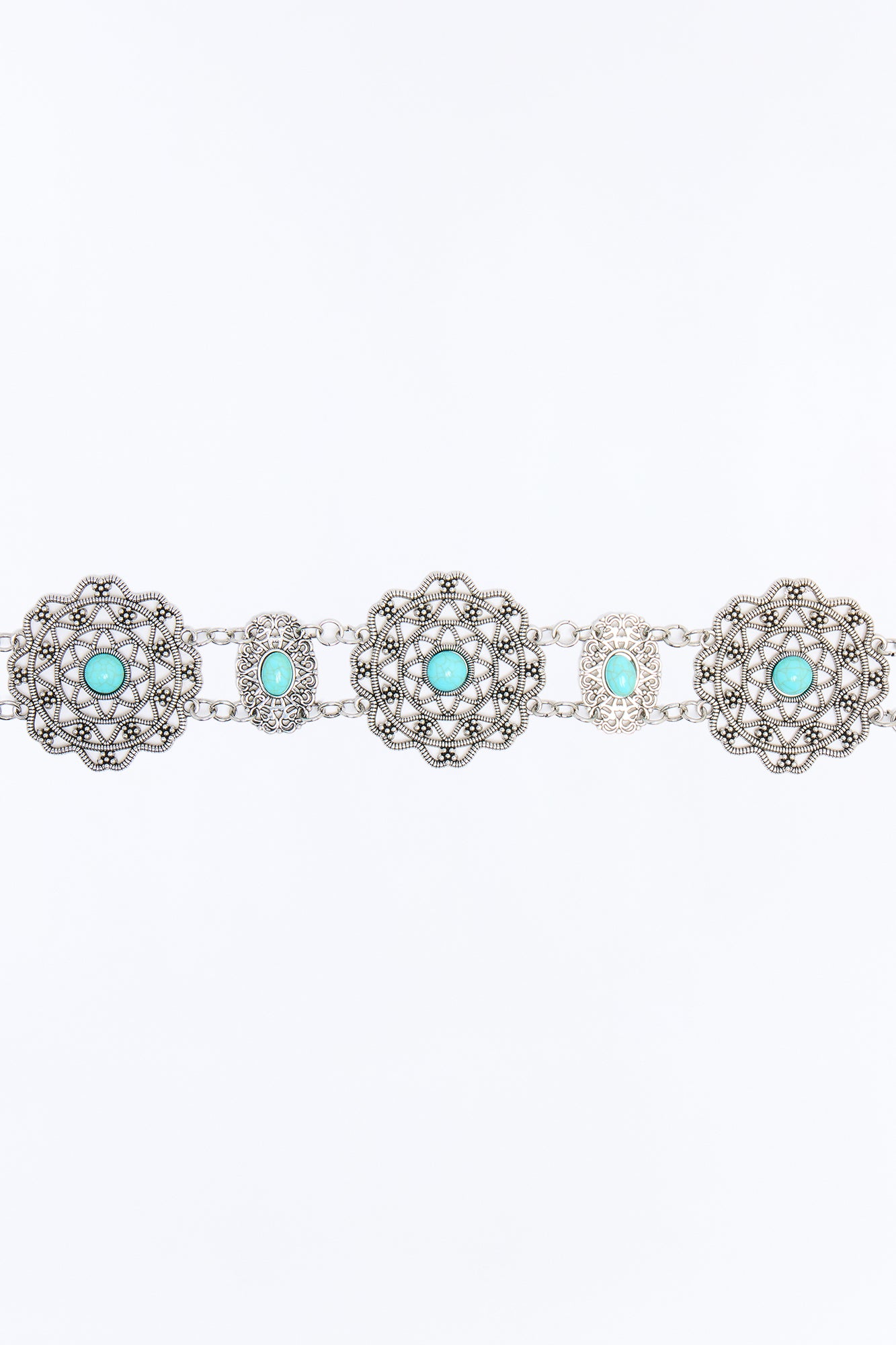 Flowers Of Metal Chain Belt - Silver/Combo