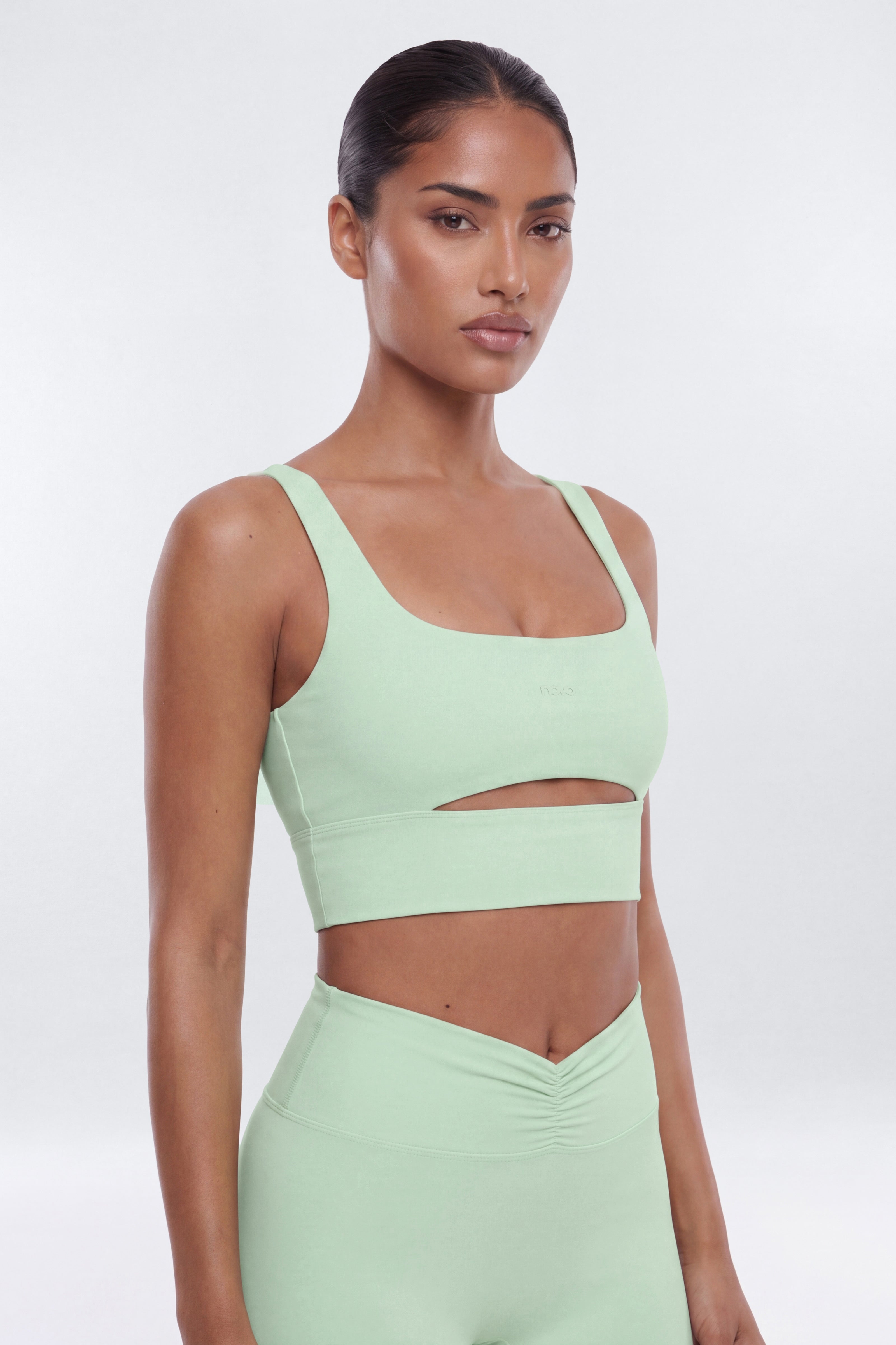 ButterSoft Cut Out Long Line Sports Bra - Cool Mint