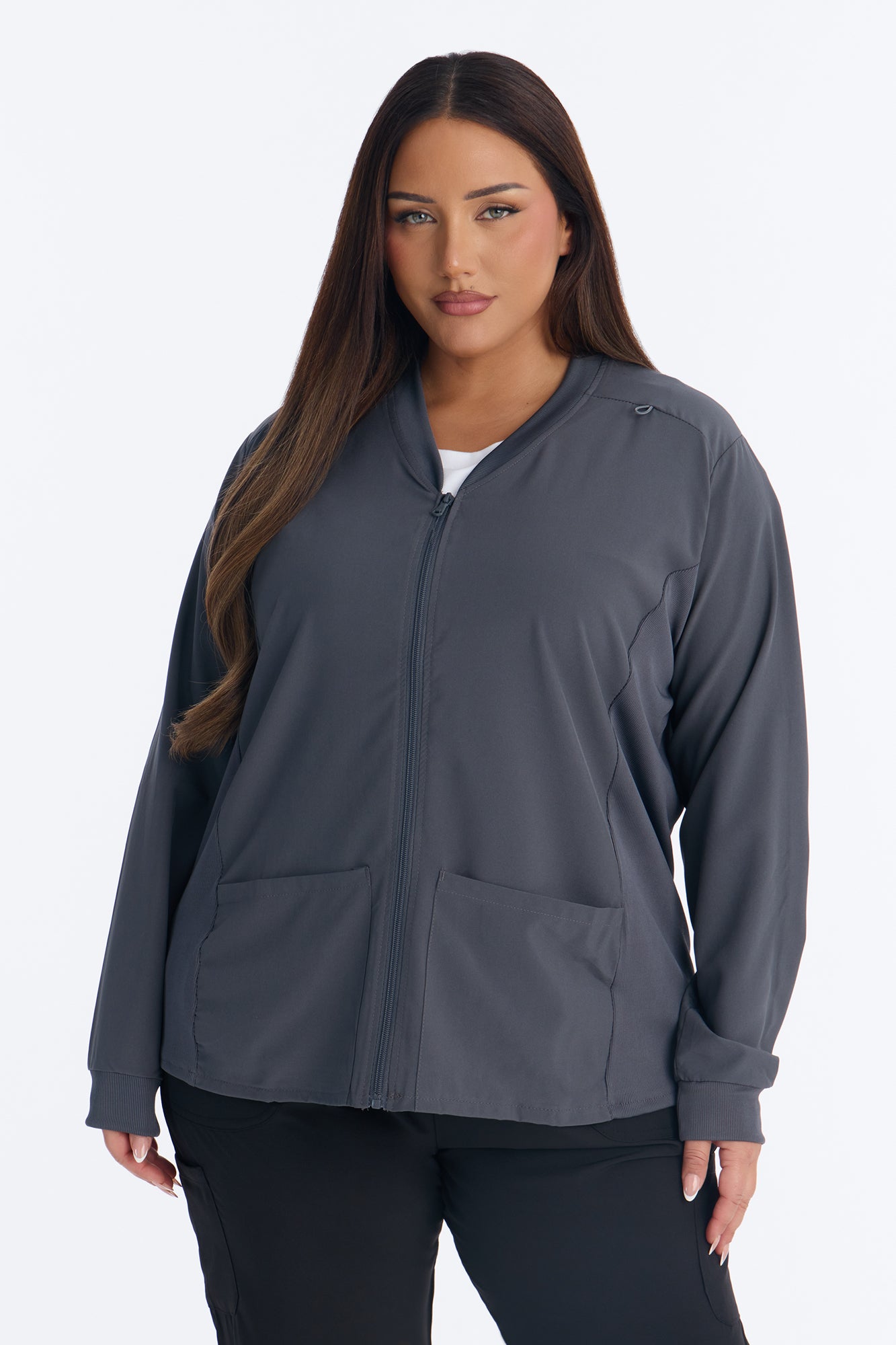 Take Care 4 Way Stretch Scrub Uniform Jacket - Charcoal