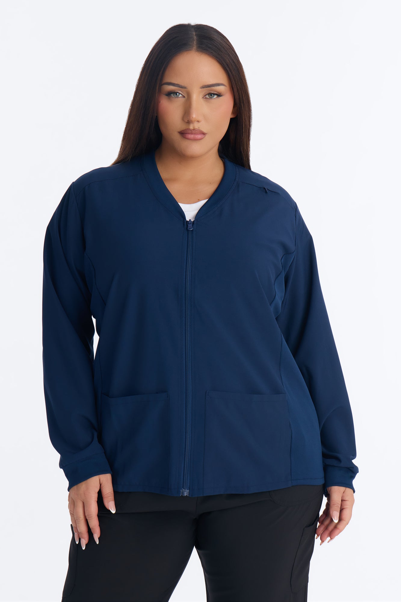 Take Care 4 Way Stretch Scrub Uniform Jacket - Navy