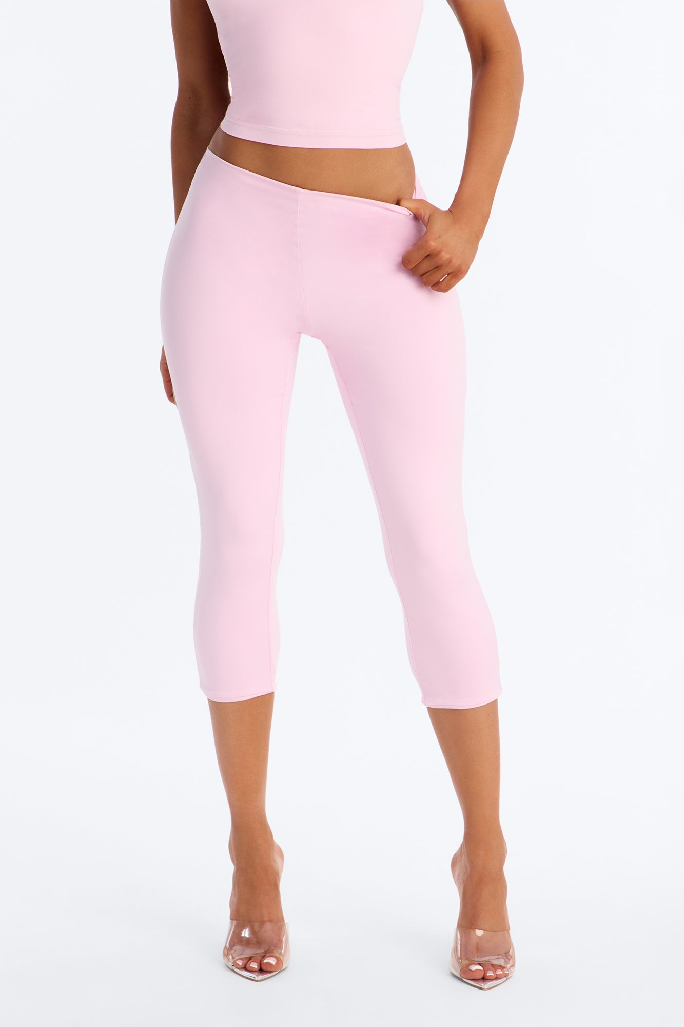 Contour Double Lined Capri Pant - Light Pink image 2