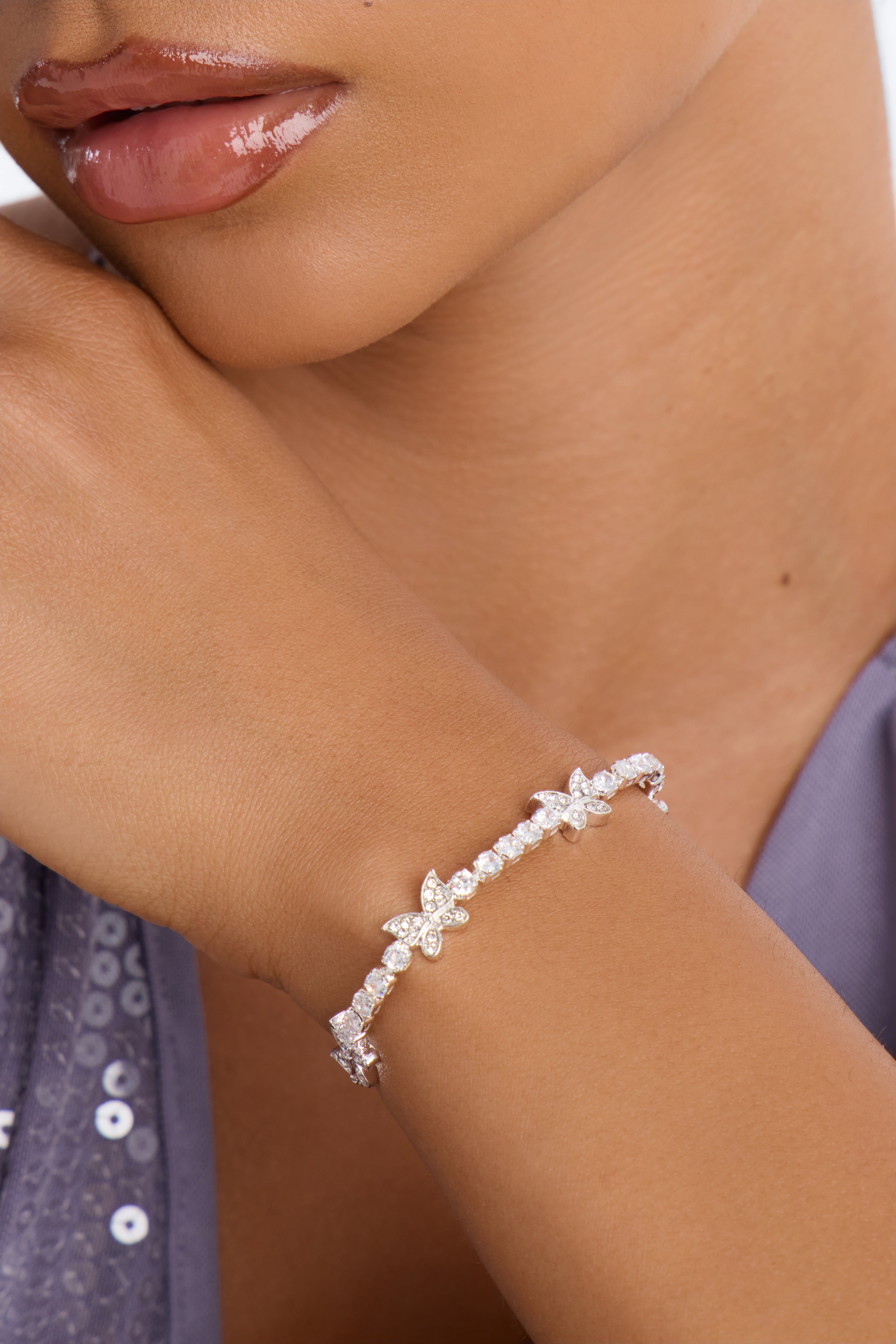 Cubic Zirconia Butterfly Spark Bracelet - Silver